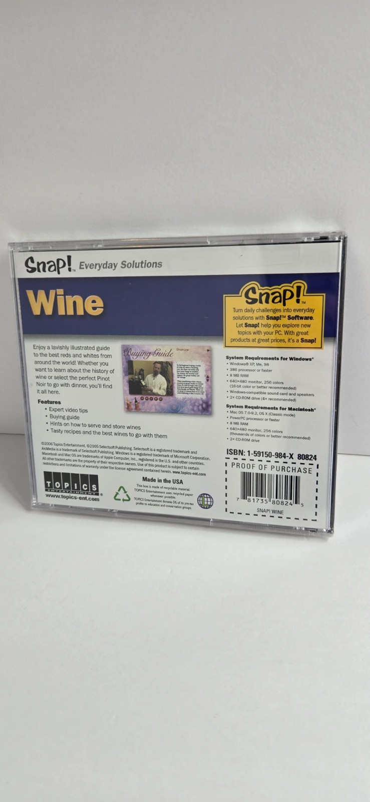 NEW Snap! Everyday Solutions Wine Cracked Jewel Case Informative Video and Guide