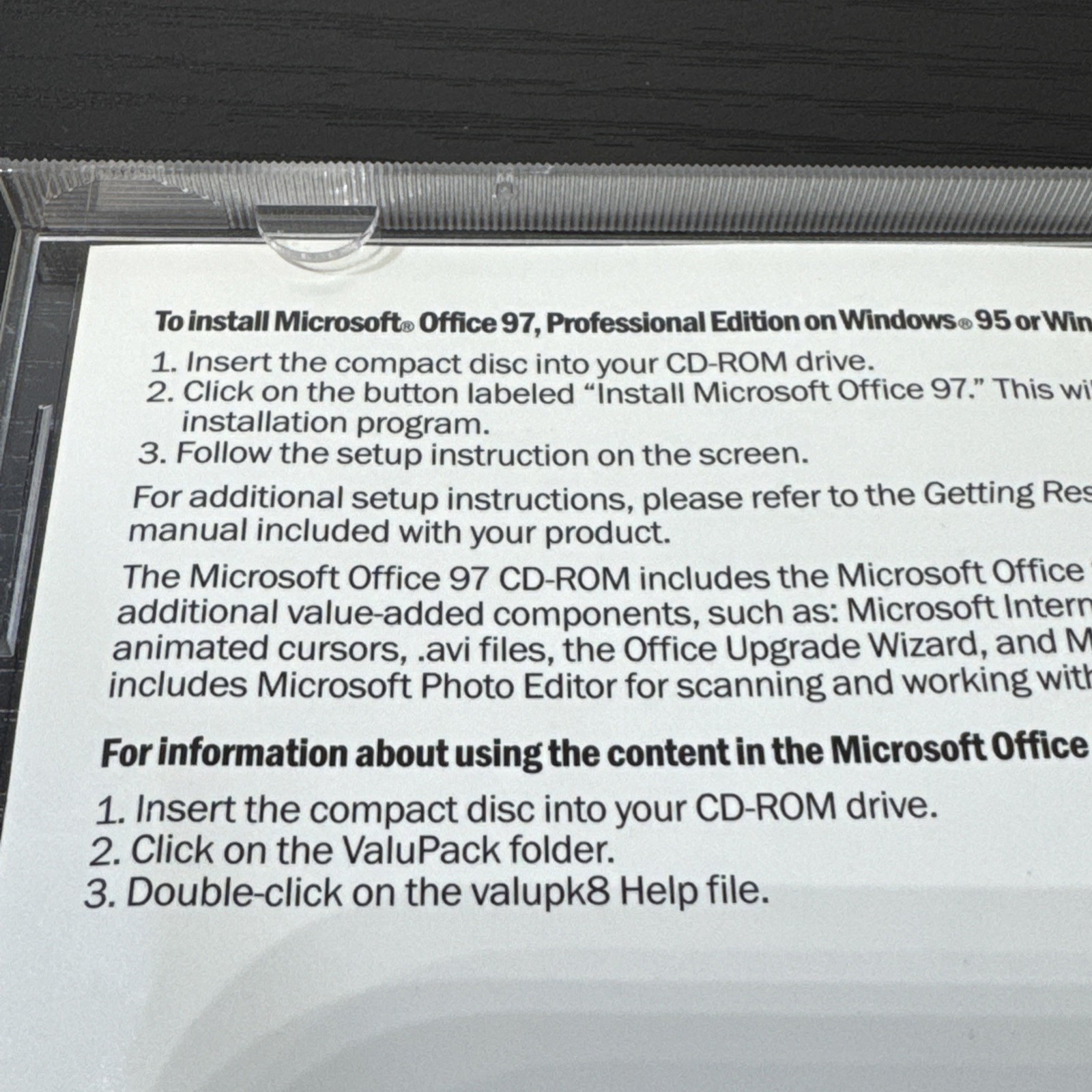 Vintage – Microsoft Office 97 Professional Edition CD-ROM with Product CD Key