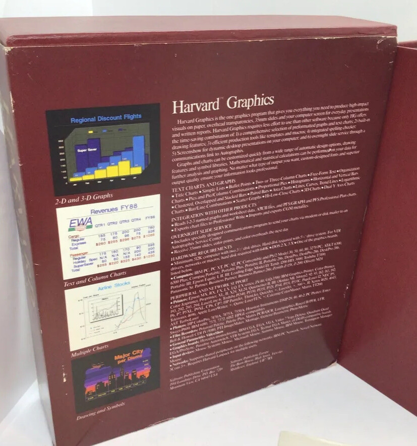 Harvard Graphics Version 2.1 Pre-Owned IBM PC MS-DOS BOX & MANUAL ONLY!!