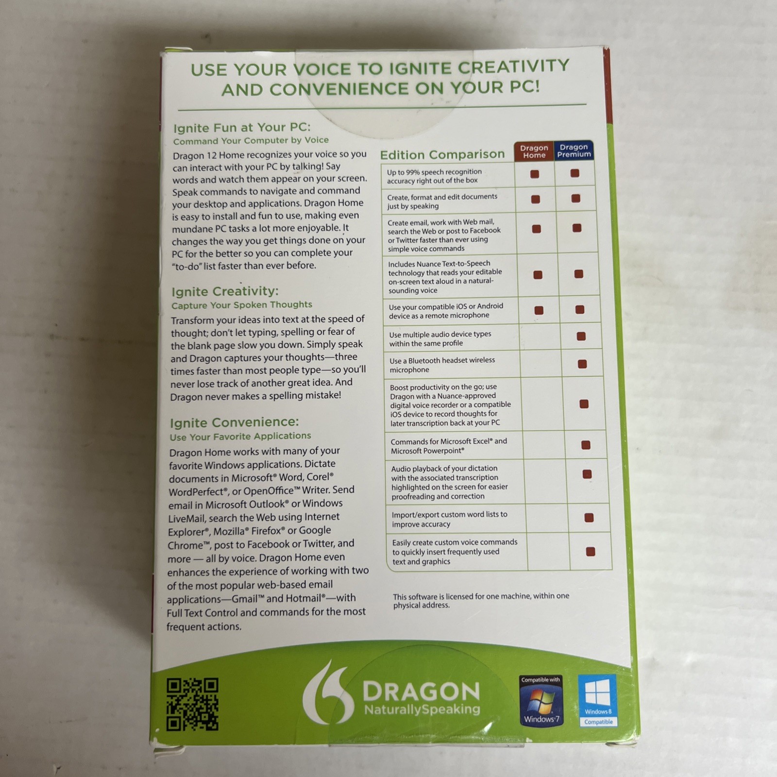 Dragon Naturally Speaking Open Box NewHome Edition Speech Recognition Version 12