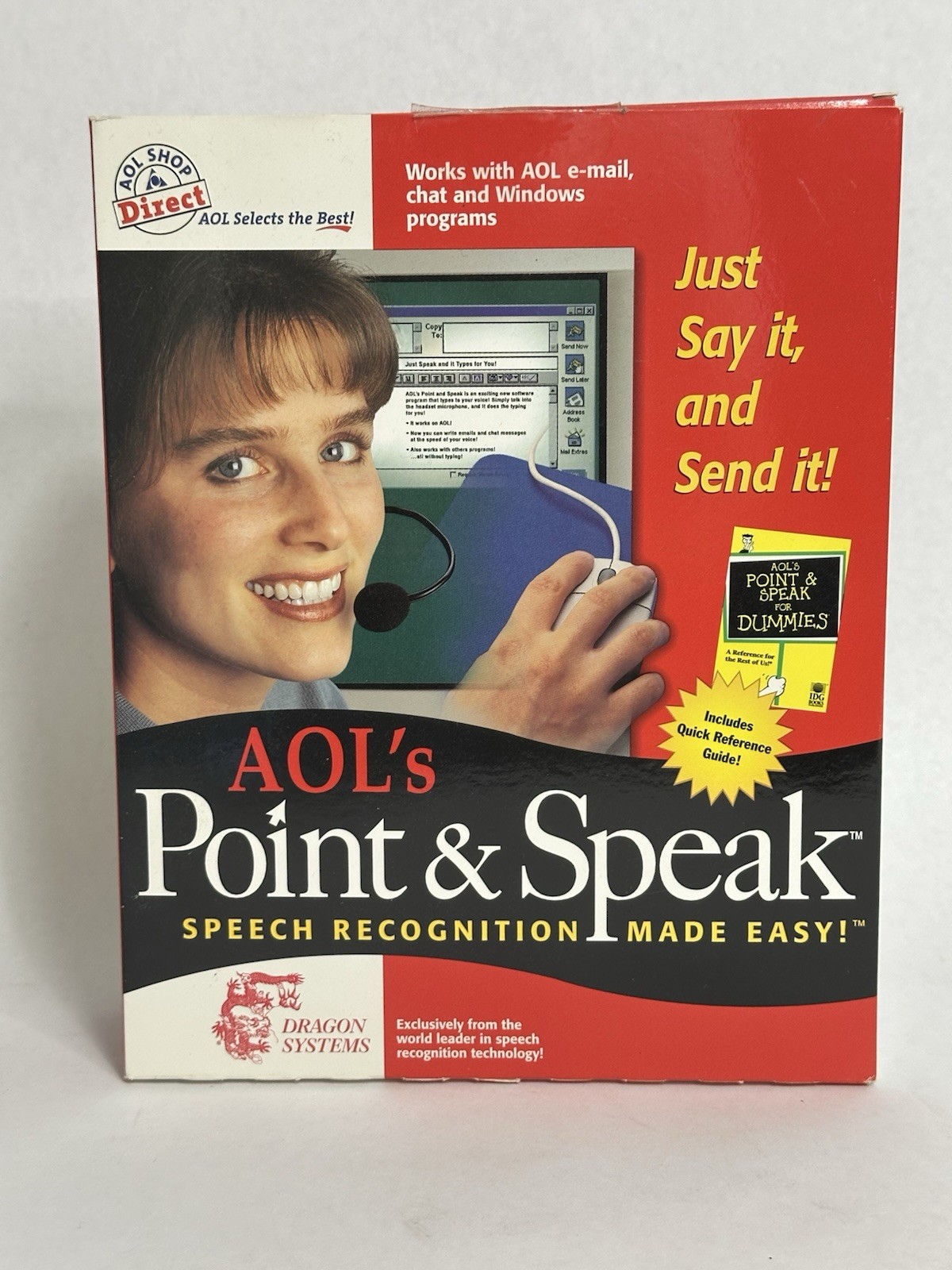 AOL’s Point & Speak Speech Recognition |Dragon Systems headset software dummies