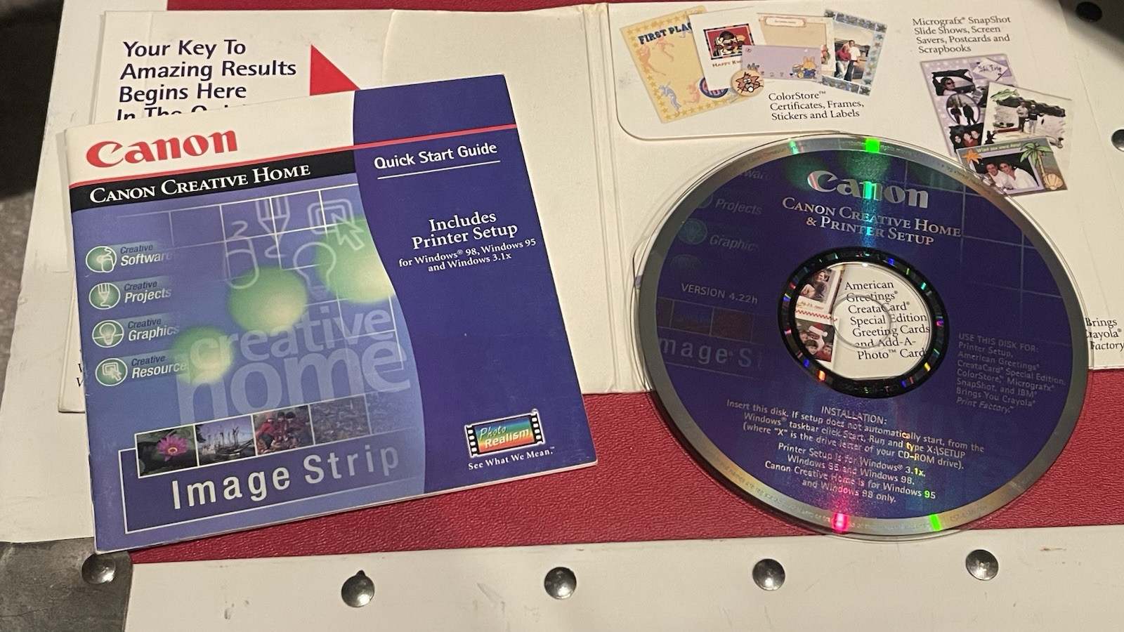 Canon Creative Home CD Printer Setup version 4.22h Cards Crafts Iron-ons Banner