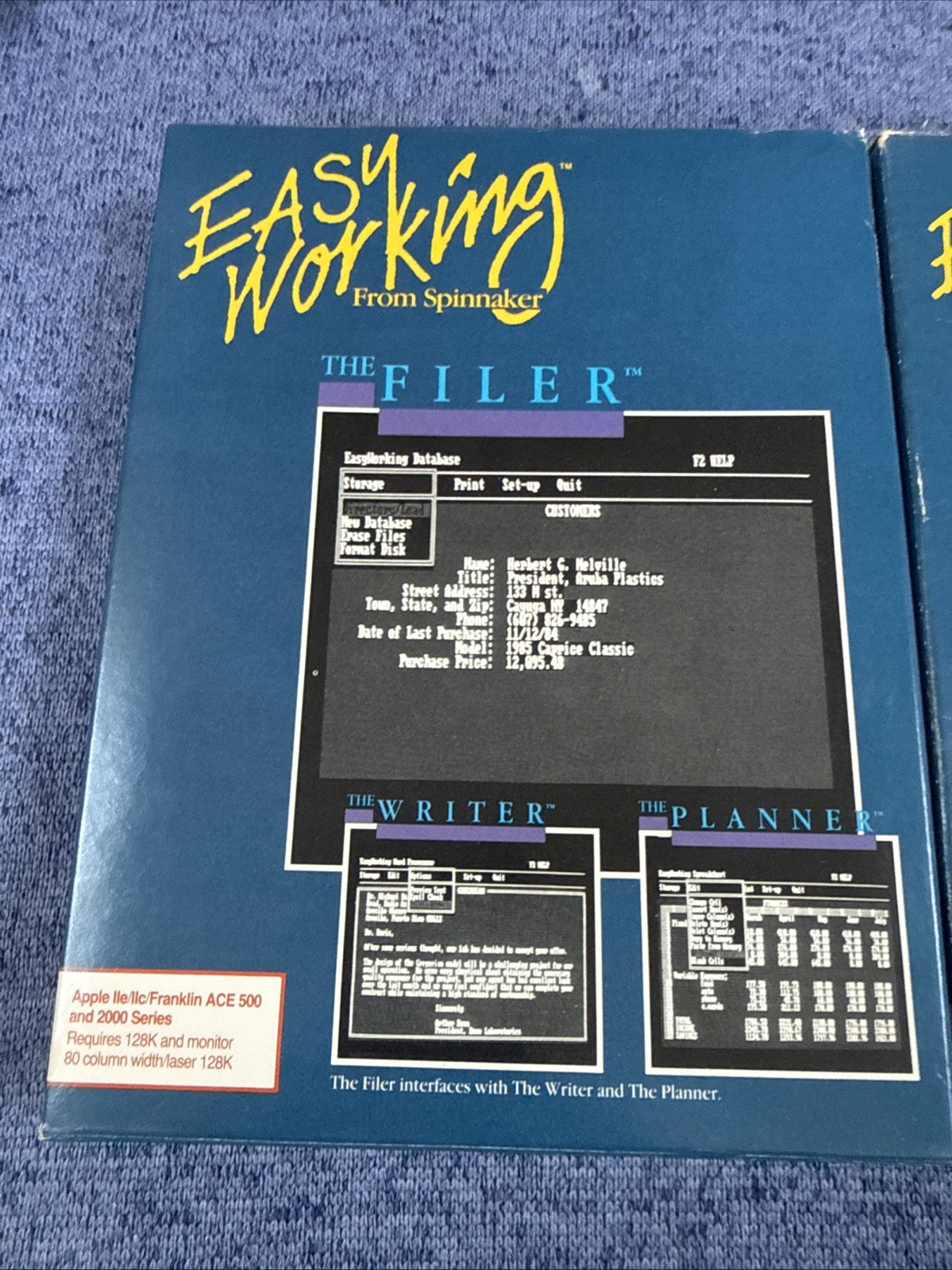 Easy Working Writer & Filer Apple II Software Spinnaker w/ Boxes VTG