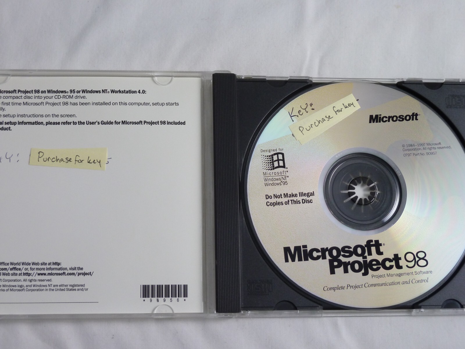 Microsoft Project 98- Management PC CD with Case