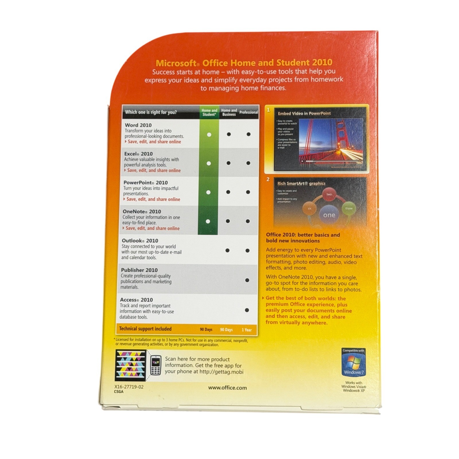 Microsoft Office Home & Student 2010 Family Pack 3 PC DVD Product Key 79G-02144
