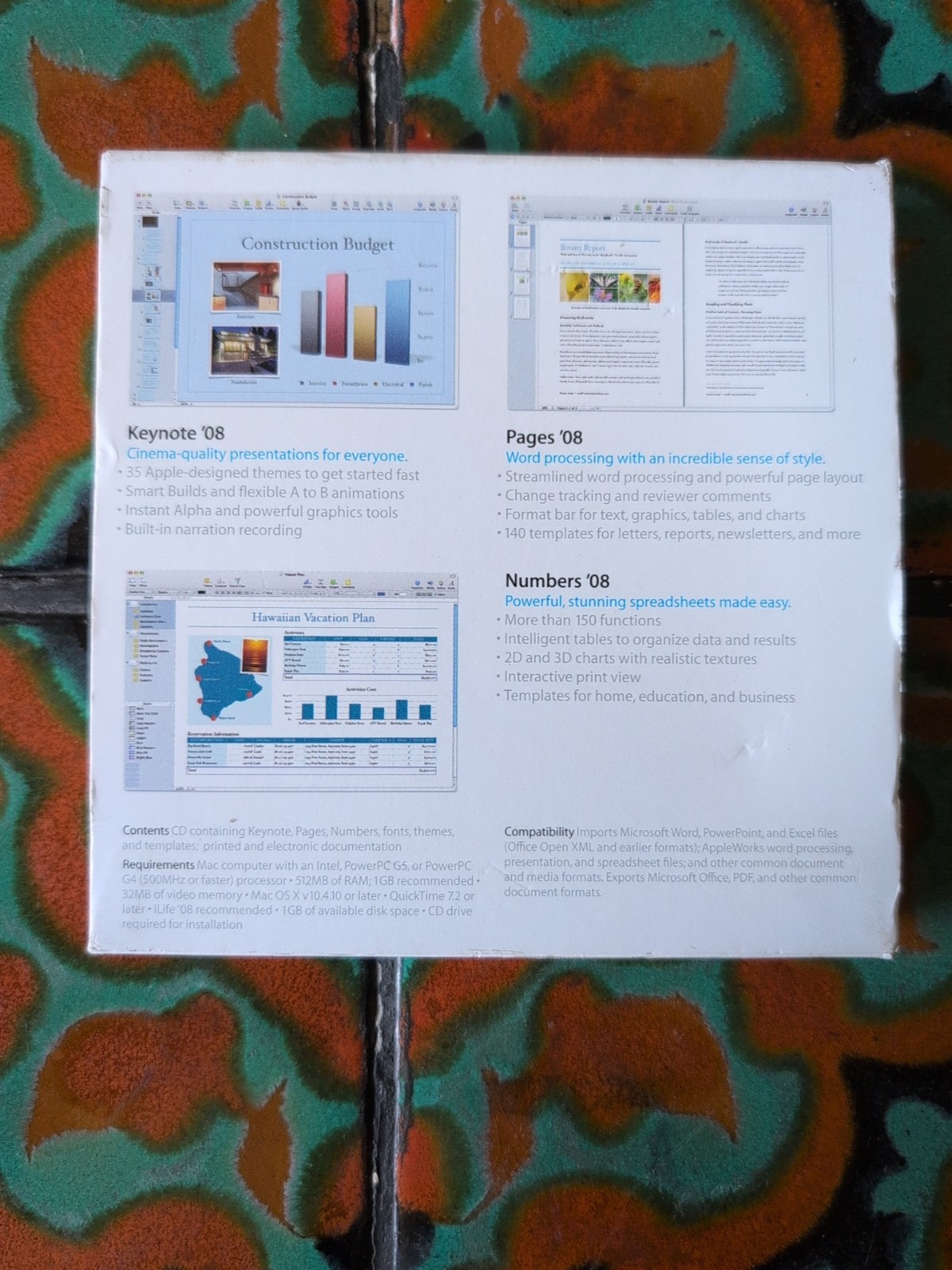 Apple iWork 08 for Mac / MB6247/A – – Keynote, Pages, Numbers