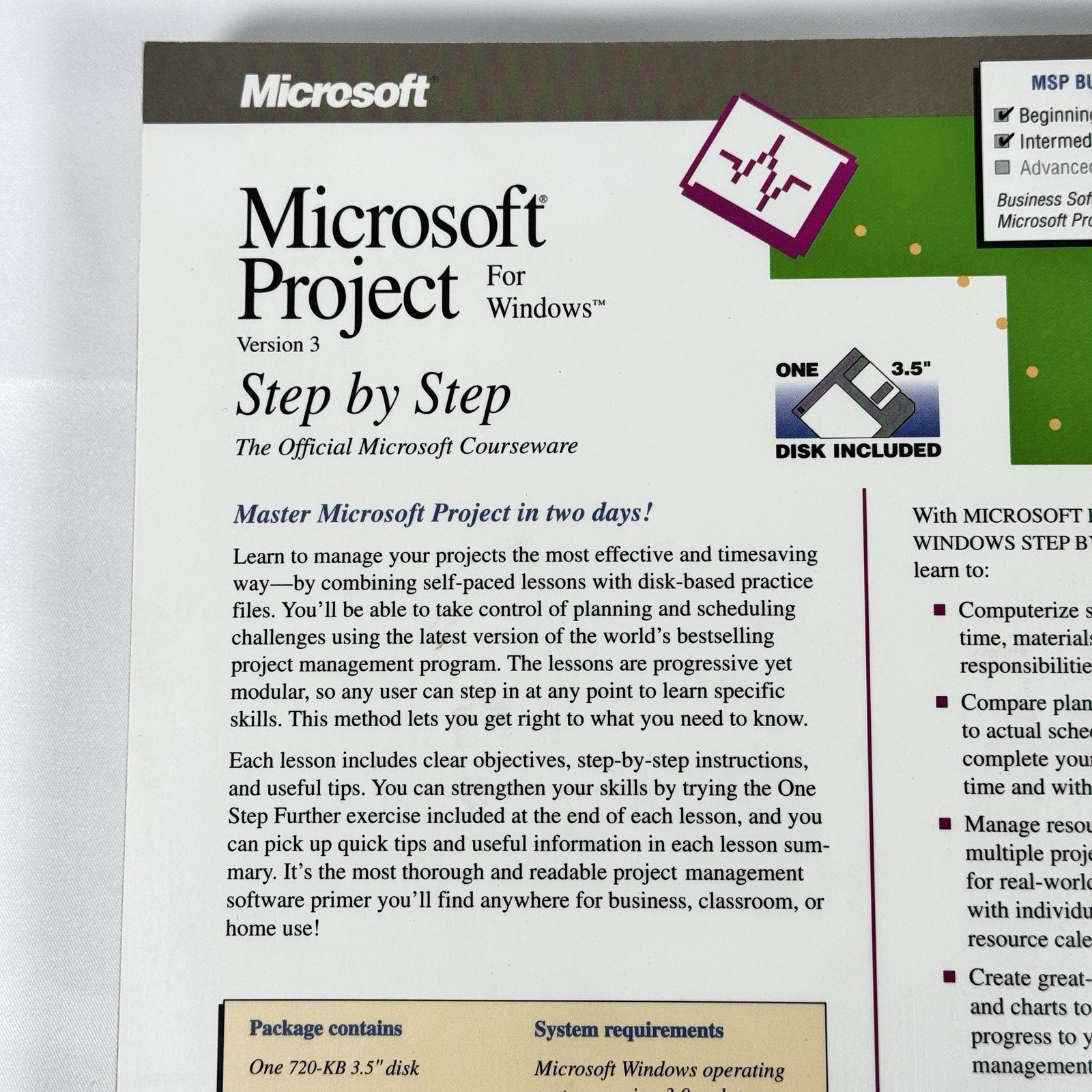 Microsoft Project Windows Step by Step V3 Courseware with Disk, Catapult *NEW*