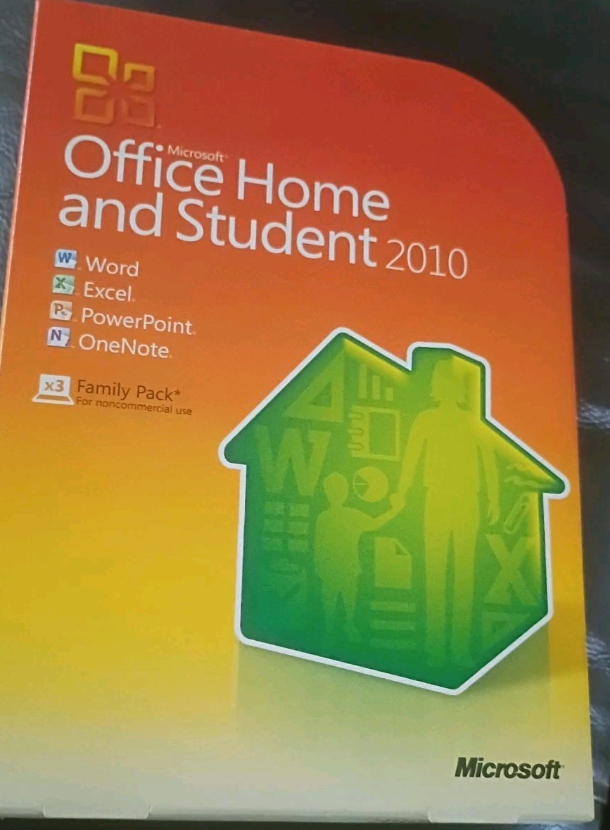 Genuine Microsoft Office 2010 Home and Student Family Pack for 3 PCs RETAIL Box