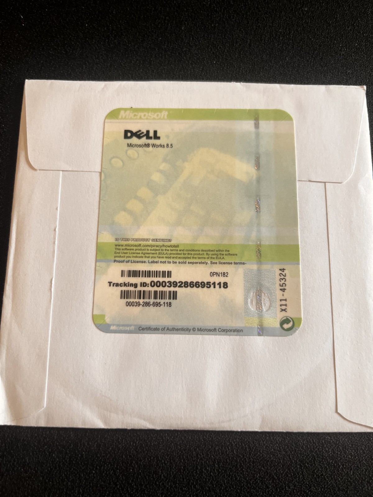Microsoft Works 8.5 OEM CD Dell COA Sleeve DP/N 0PN182
