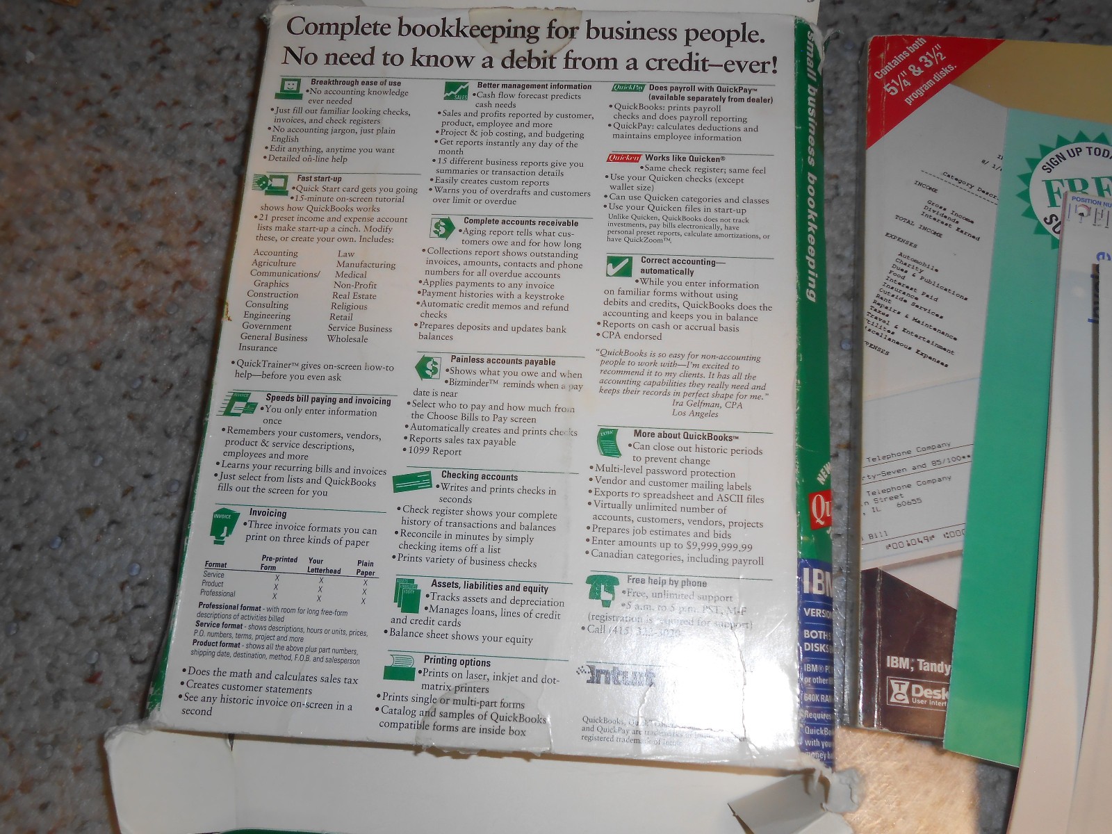 QuickBooks Version 1.0 Software 5.25″ 5 1/4″ & 3.5″ Floppy Disks MS-DOS, TESTED