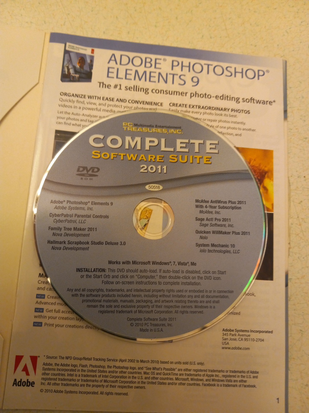 2011 Complete Software Suite For Microsoft Windows 7 PC