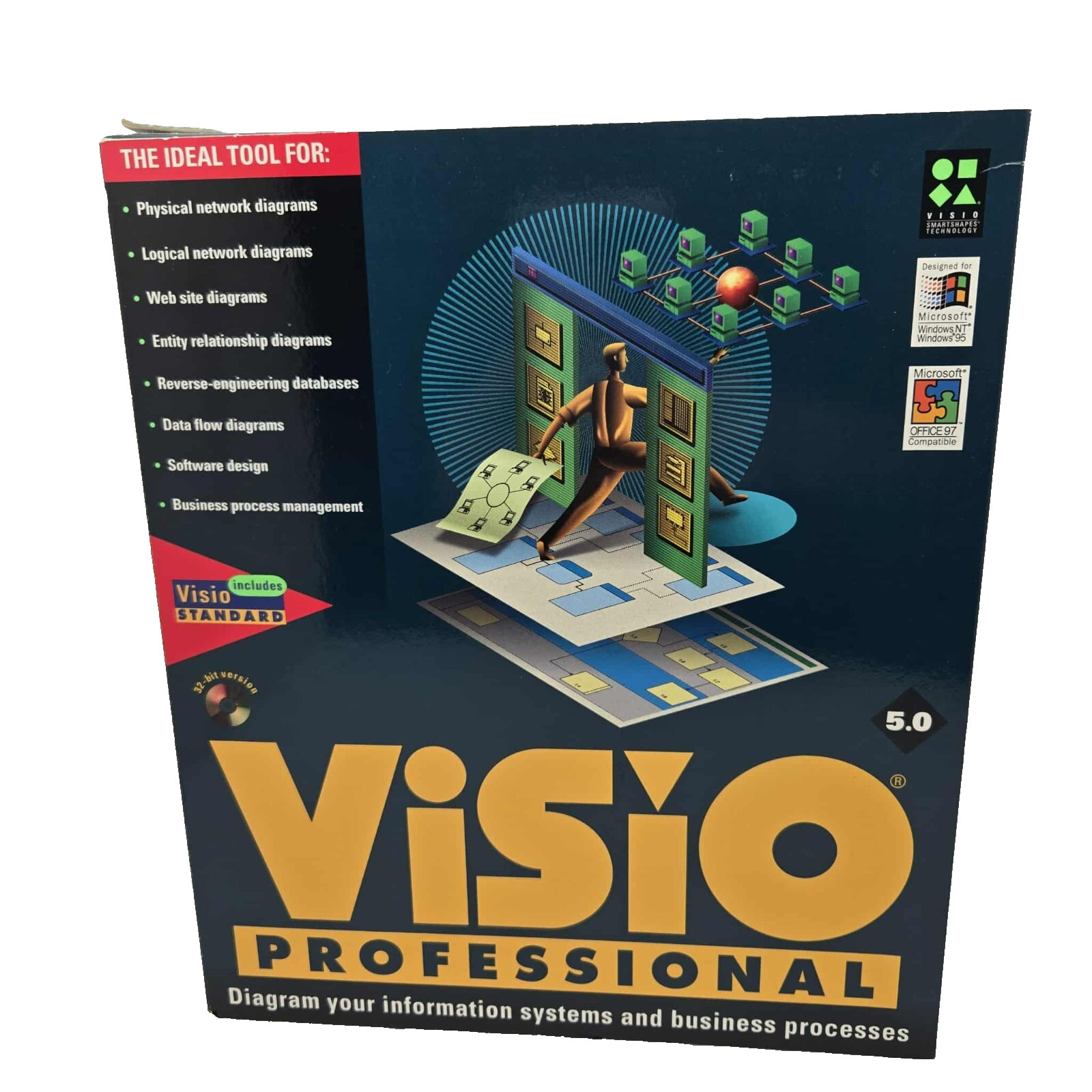 Visio Professional 5.0 Software for Windows 95 and NT SEALED Vintage 1997