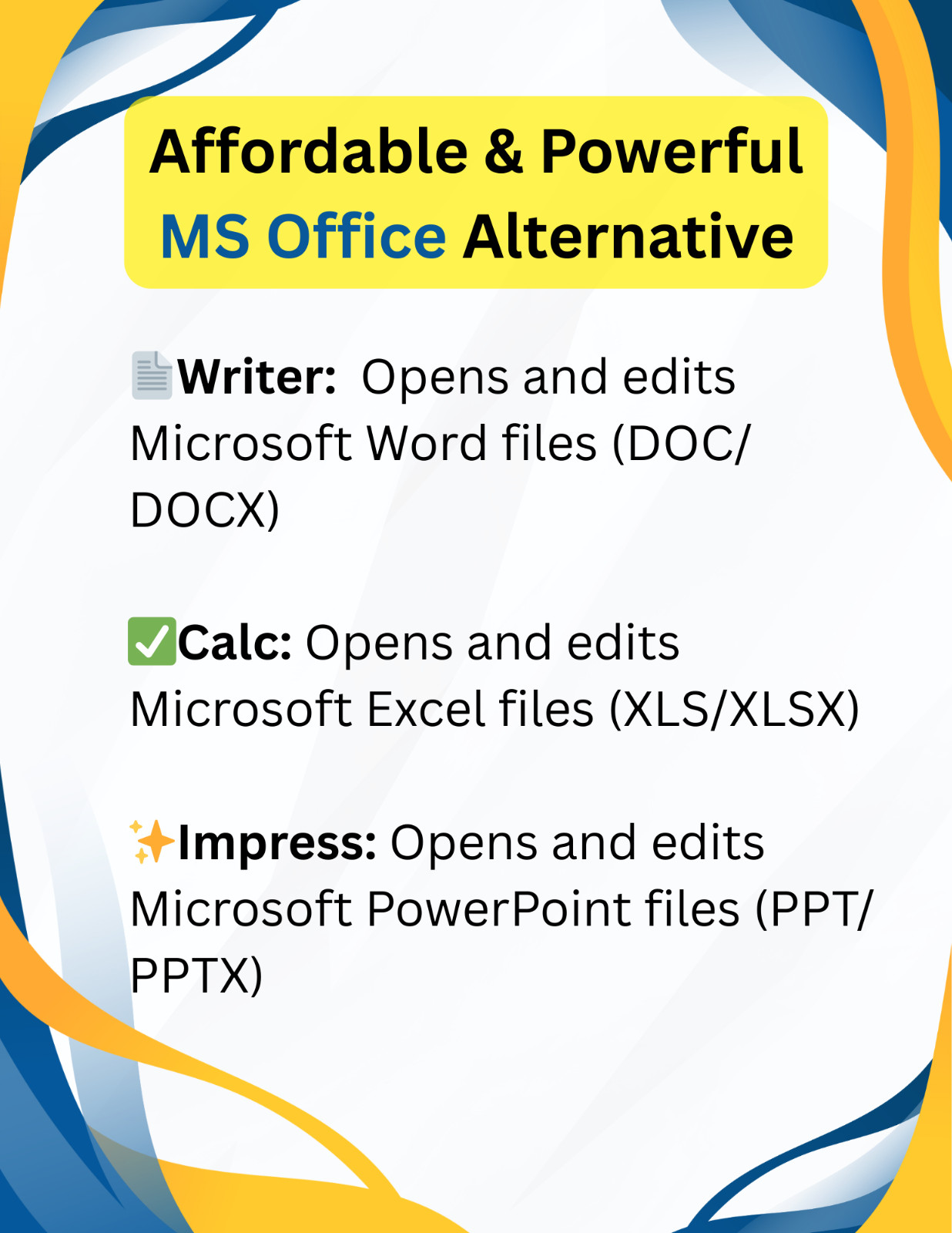 Open Office Software Suite for Windows – USB – Word Processing – Home & Office