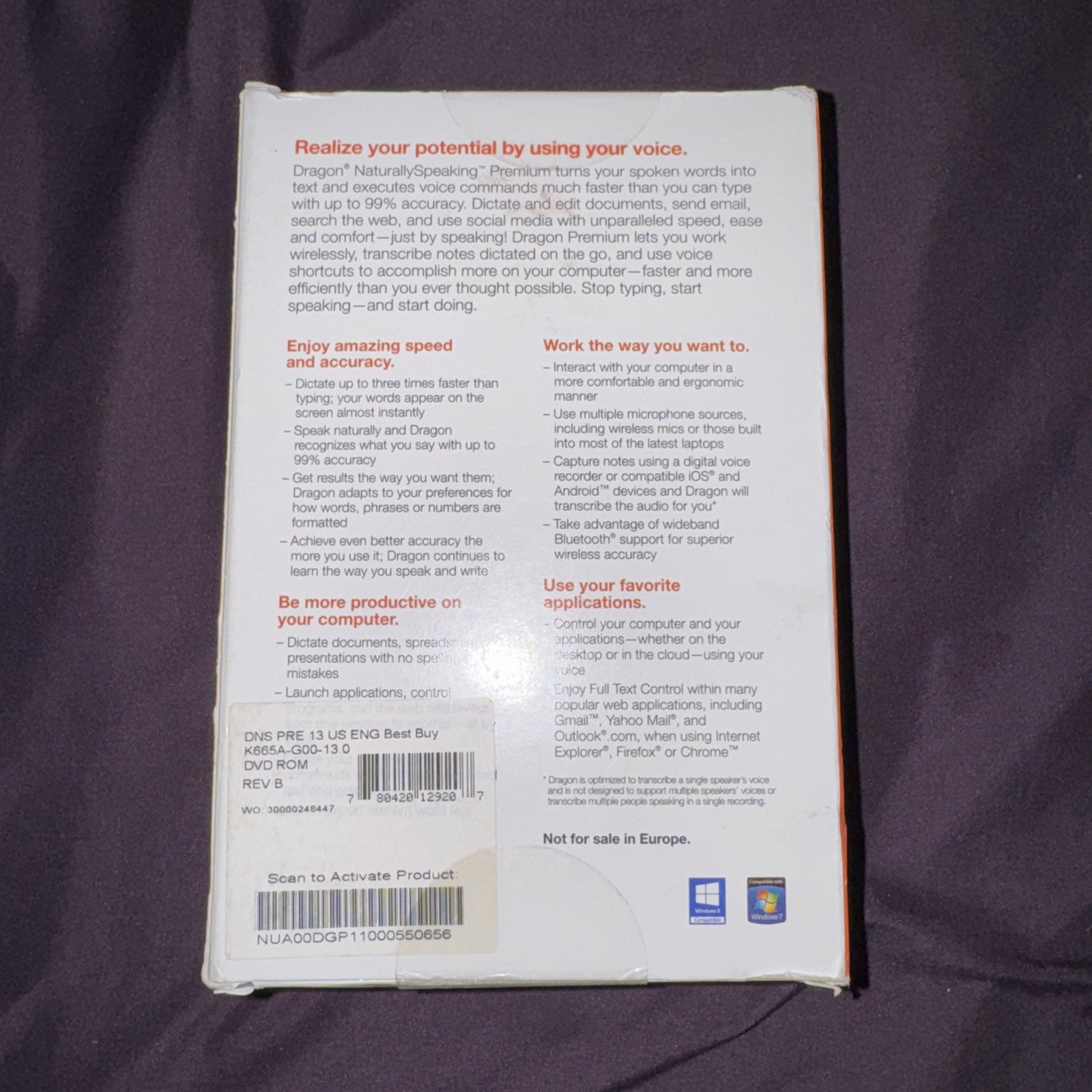 Nuance Dragon NaturallySpeaking Premium 13 software w/ Headset – New Retail Box