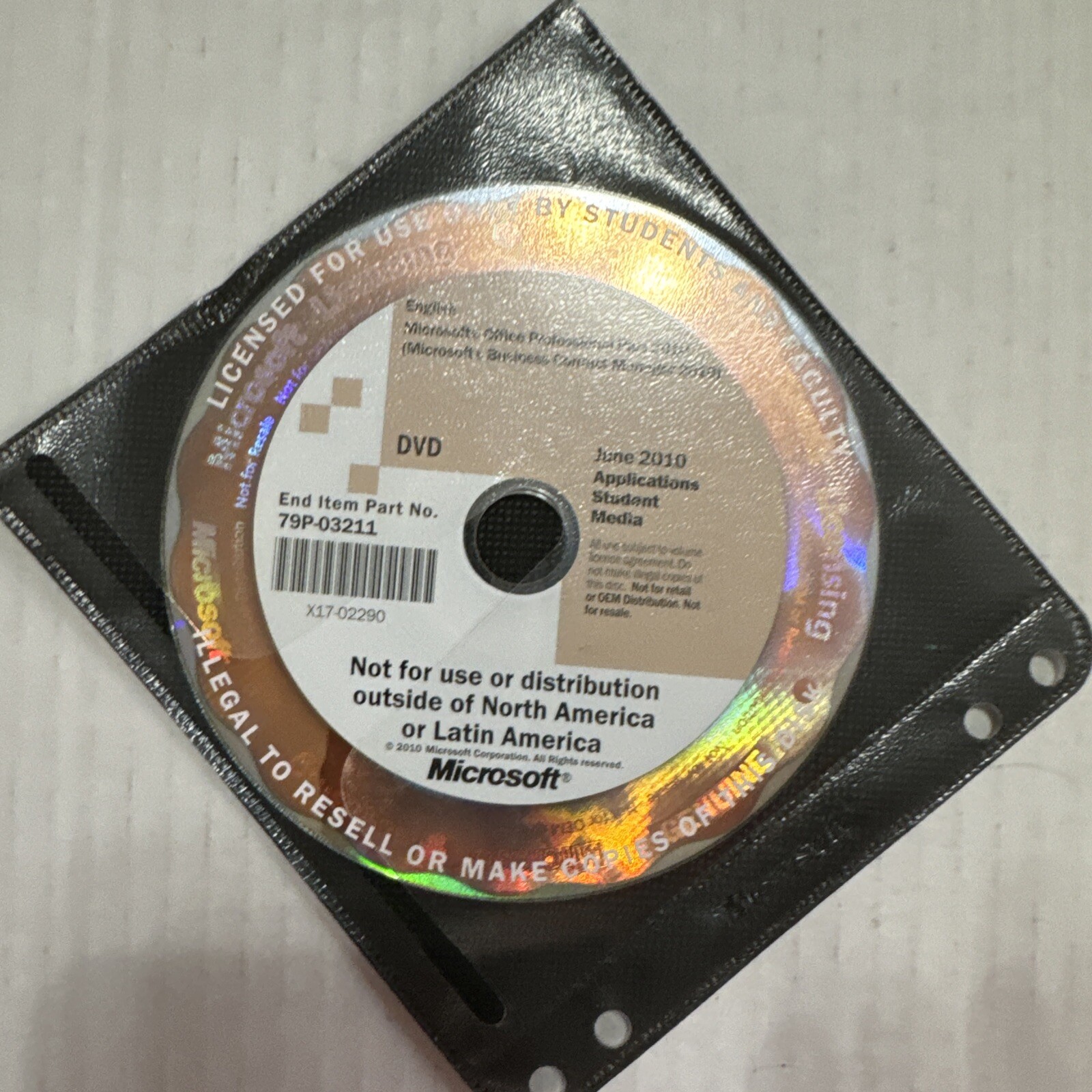 Microsoft June 2010 Applications Student Media Disc