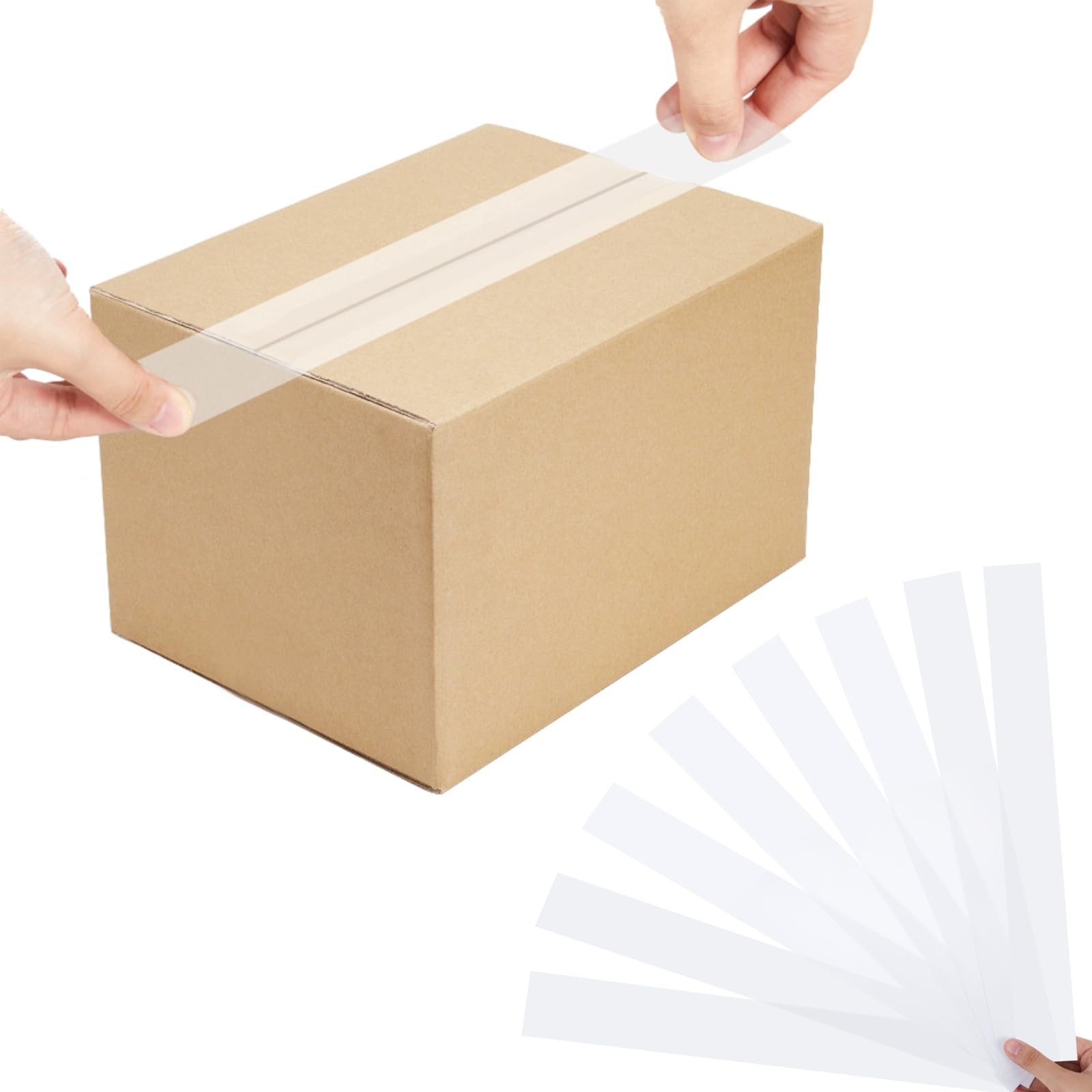 100 Pack Clear Packing Tape Precut Return Tape Strips Bulk Packaging Mailing