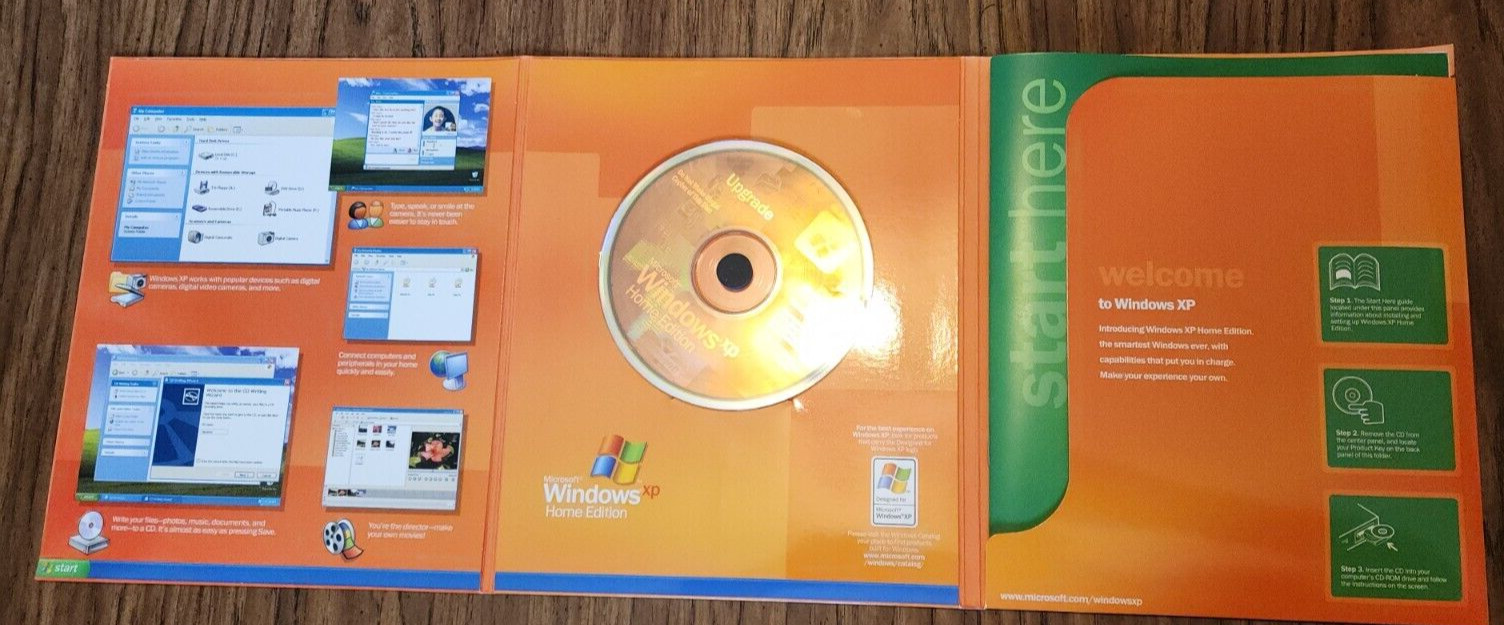 Microsoft XP Home Edition Version 2002 Software w/ COA Key Upgrade New-In-Box