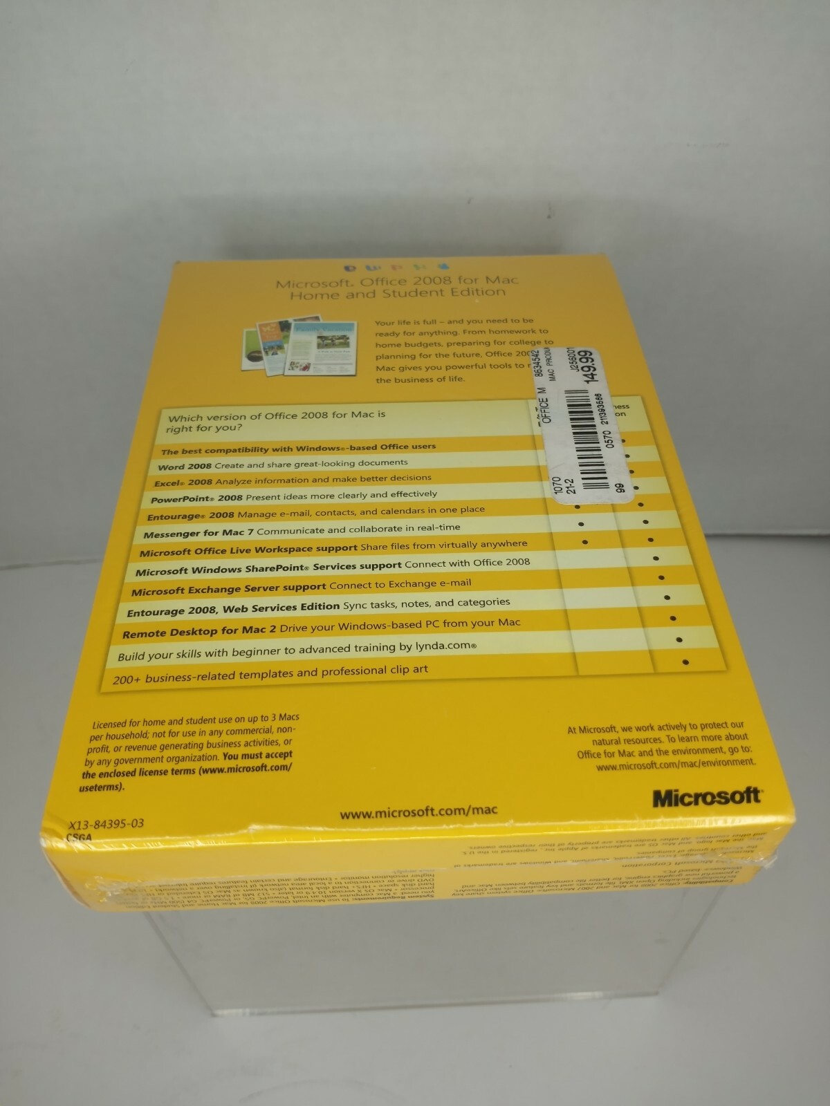 Microsoft Office 2008 Home & Student Edition for Mac w/ 3 Product Keys
