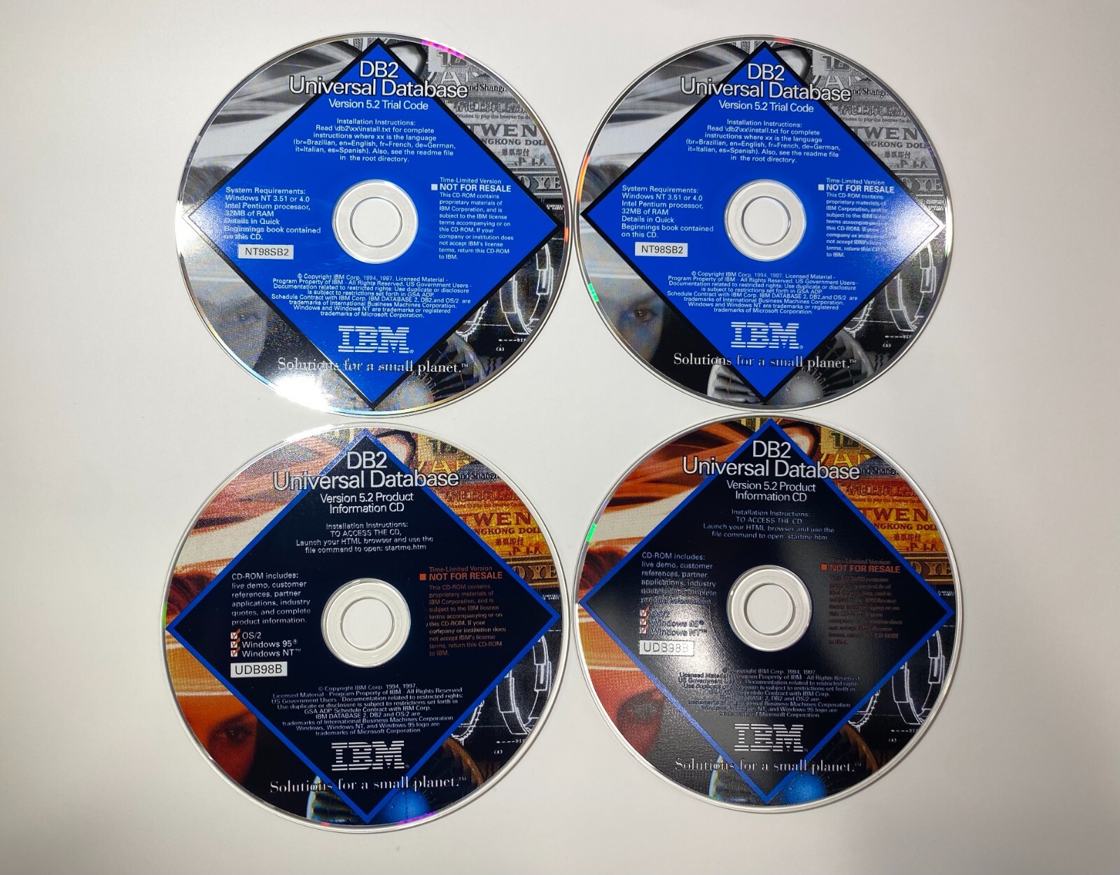 Set of 4, IBM DB2 Universal Database 5.2 Trial Code, Product Information CD Disk