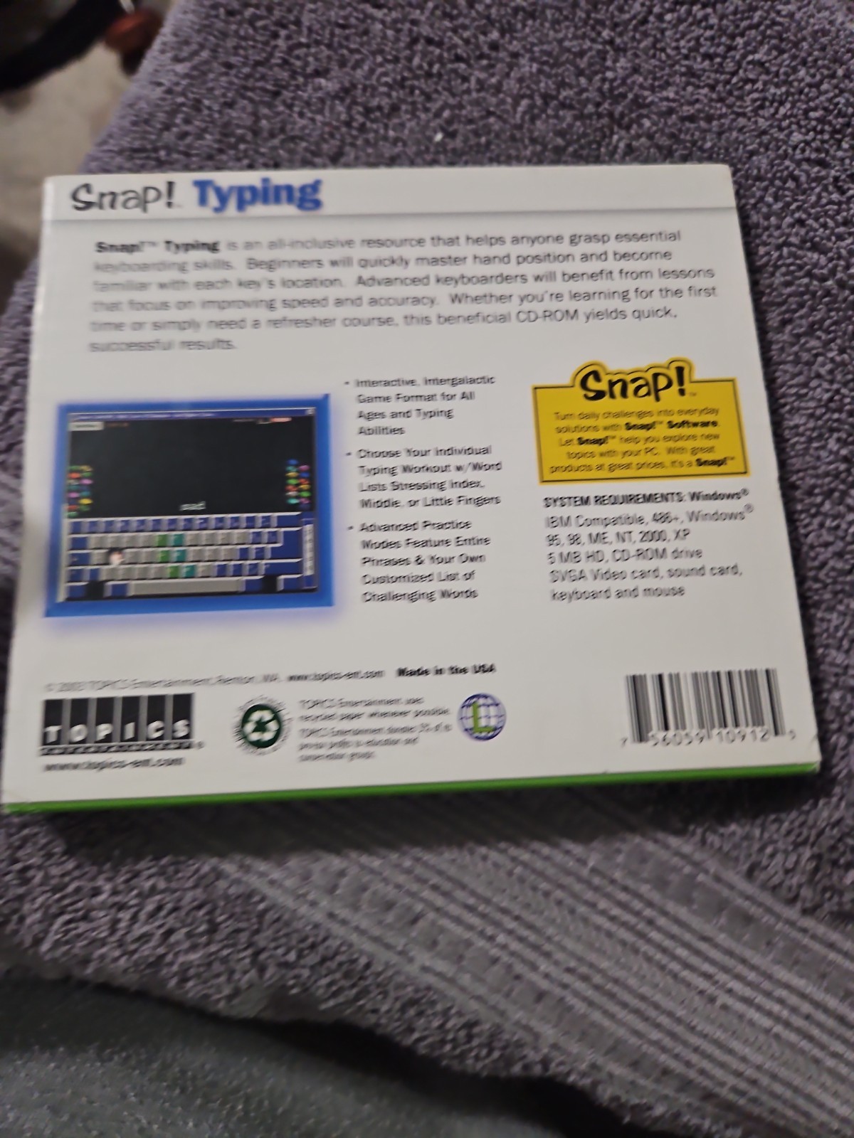 Snap! Typing Software for Windows PC 95/98/ME/NT/2000/XP, New See Description
