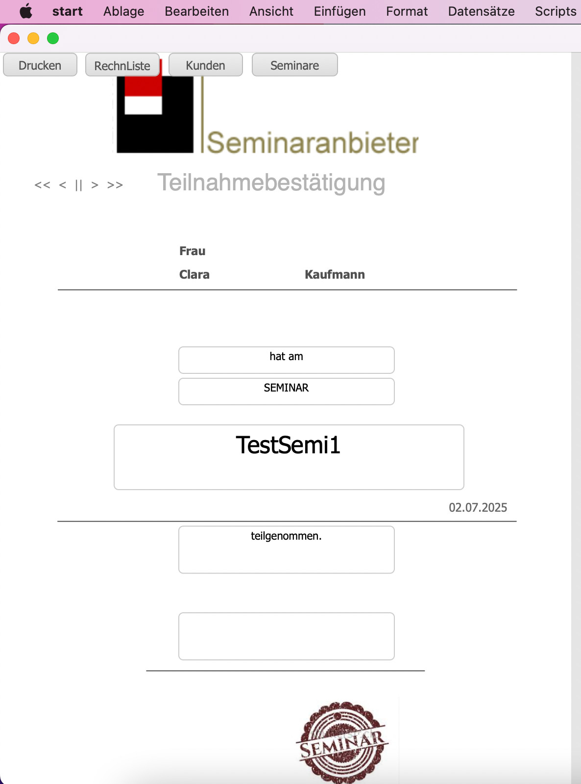 Seminar software seminar management seminars office program seminar program Mac W