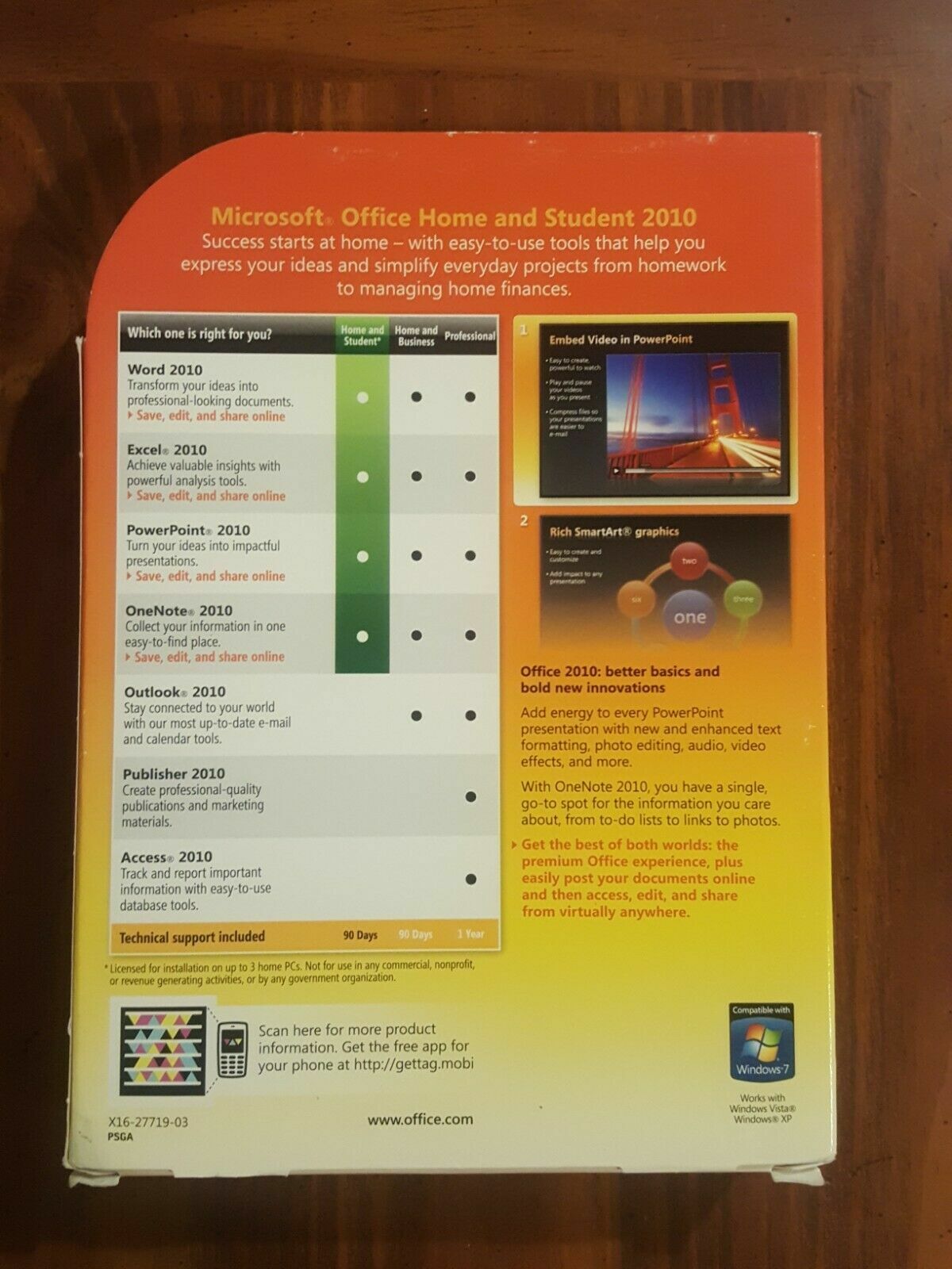Genuine Microsoft Office 2010 Home and Student Family Pack for 3 PCs RETAIL Box