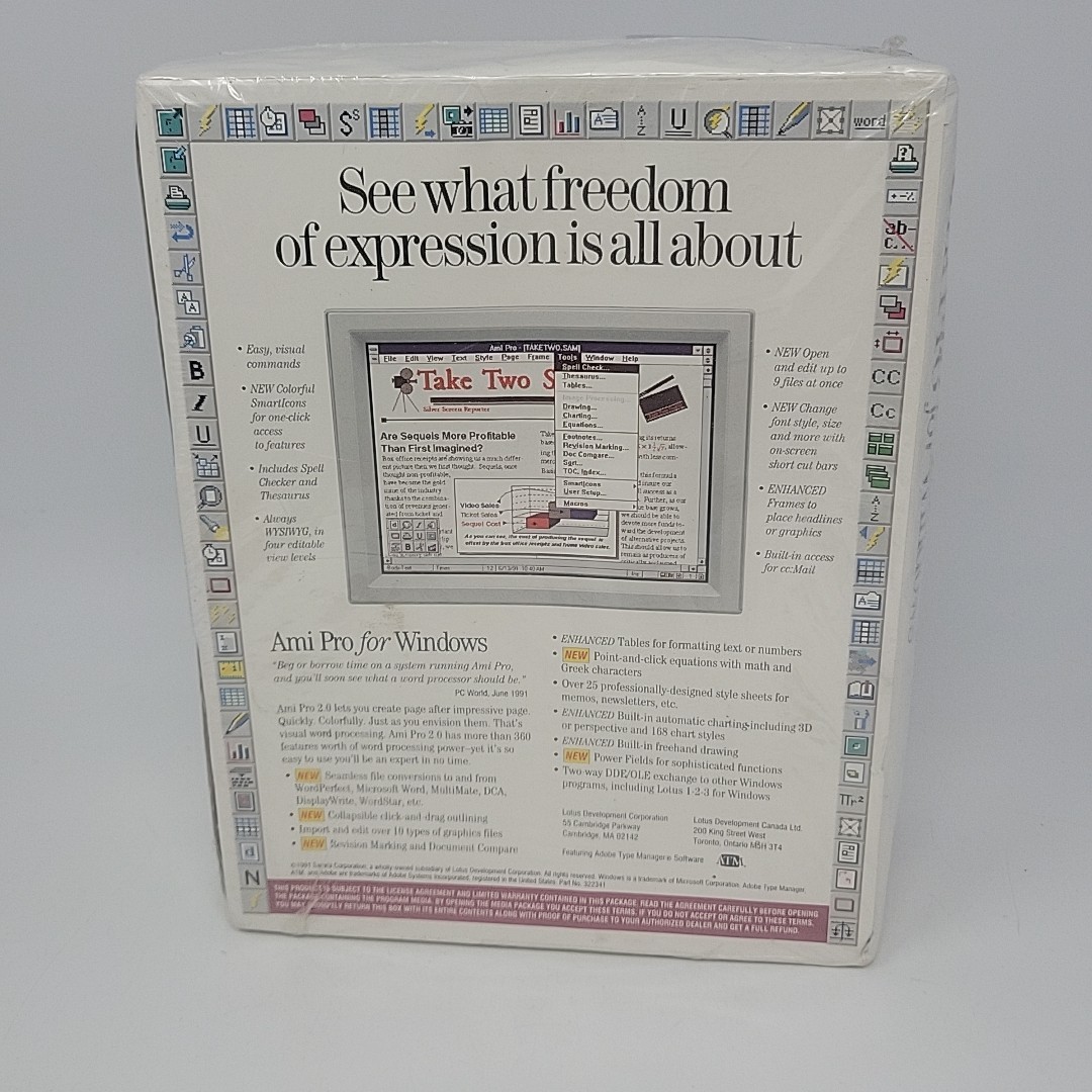 NOS Lotus Ami Pro Version 2.0 Amipro Word Processor / Vintage PC Windows 1991