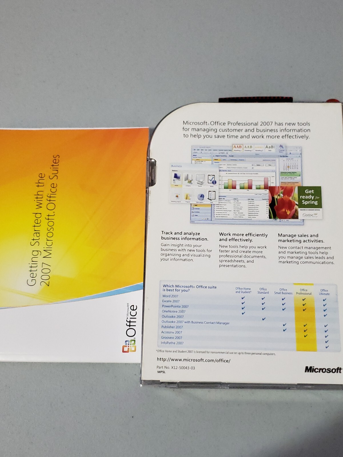♧ Microsoft Office 2007 Professional Full Retail GENUINE Pro Windows used manual