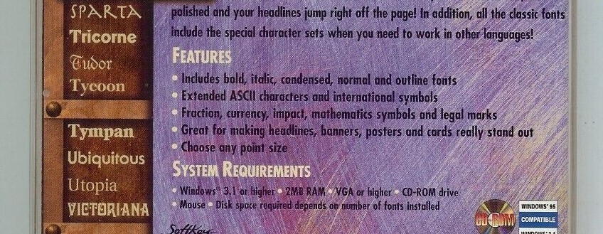 Key Fonts for Windows (1.44MB Floppy, 1994) – Softkey – NEW – FREE SHIPPING