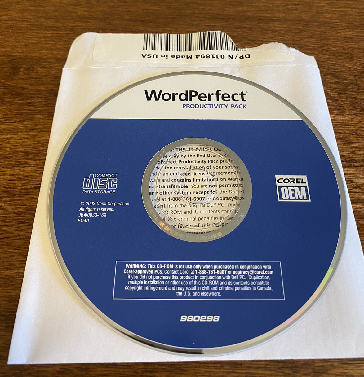 2003 Corel WordPerfect Productivity Pack PC CD ROM OEM Windows Word Perfect