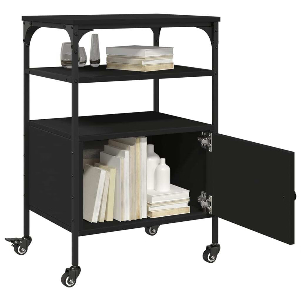 Printer Stand 3-Tier Black 19.7″x15.7″x29.9″ Engineered Wood