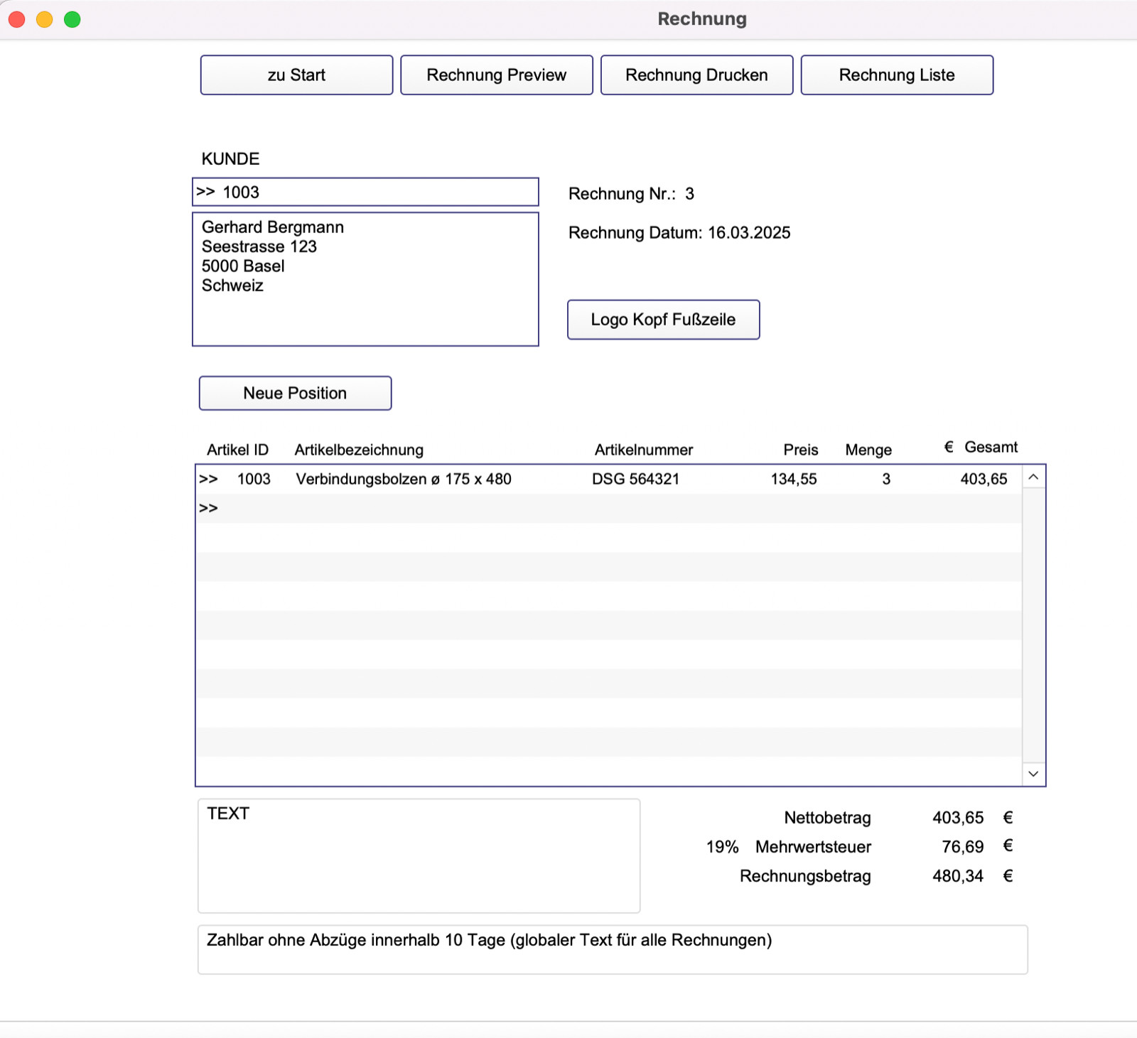 Invoice program invoice software no Excel also § 19 small business Mac Win