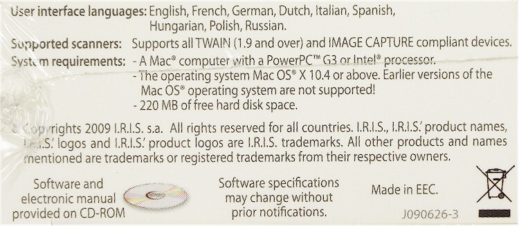 NEW I.R.I.S. Inc Readiris Corporate 12 OCR Software for MAC *ASIAN VERSION*