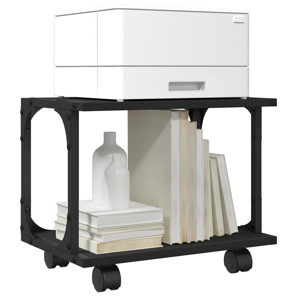 vidaXL Printer Stand 2-Tier Black 16.1″x11″x13.2″ Engineered Wood