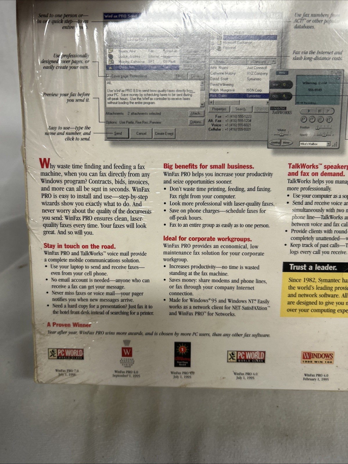 WINFAX 1997 Symantec Hassle-Free Faxing Version 8.0 Pro 95/NT SEALED!