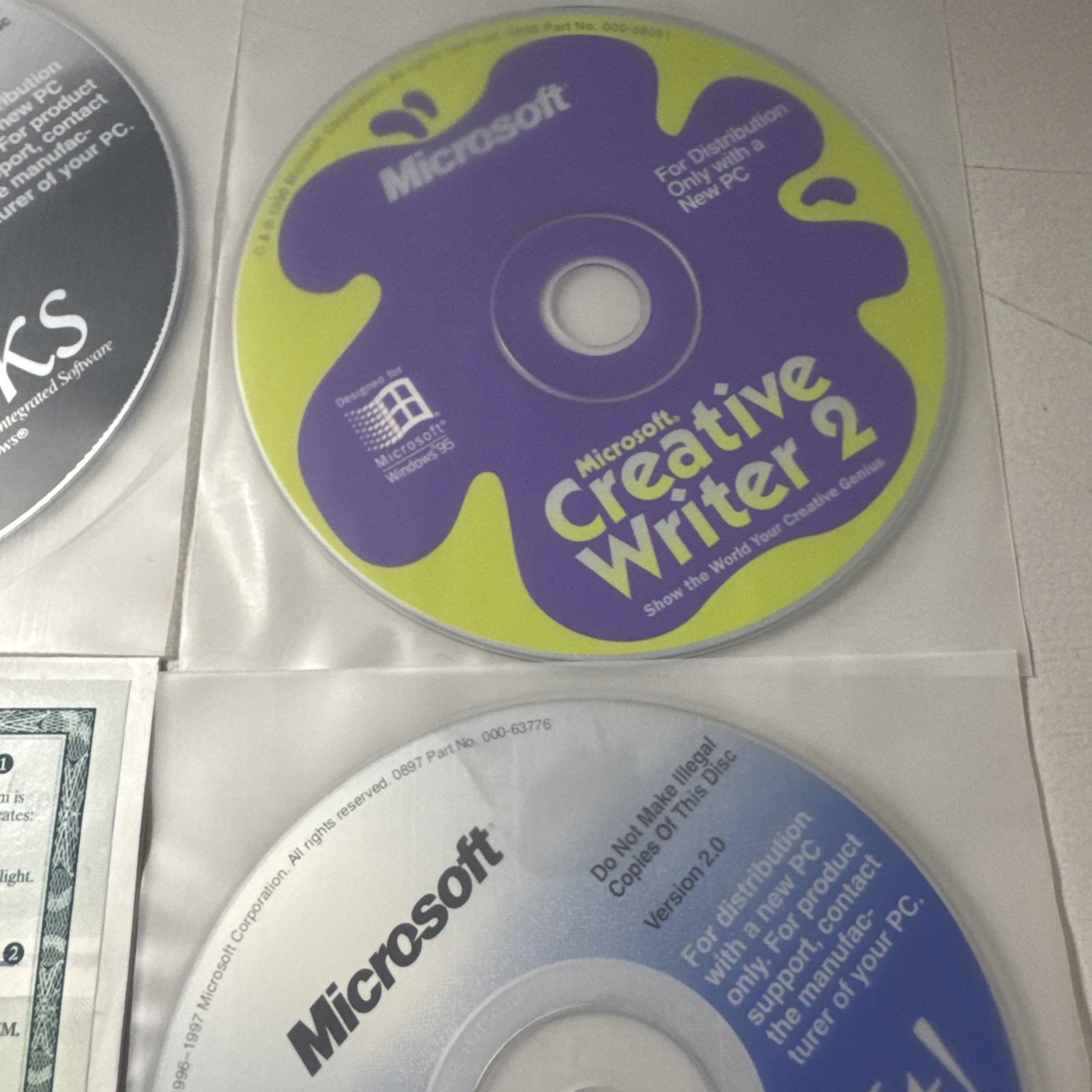 ​Microsoft Works 4.5 Encarta 98 Picture It Vintage PC Software COA OEM Bundle CD
