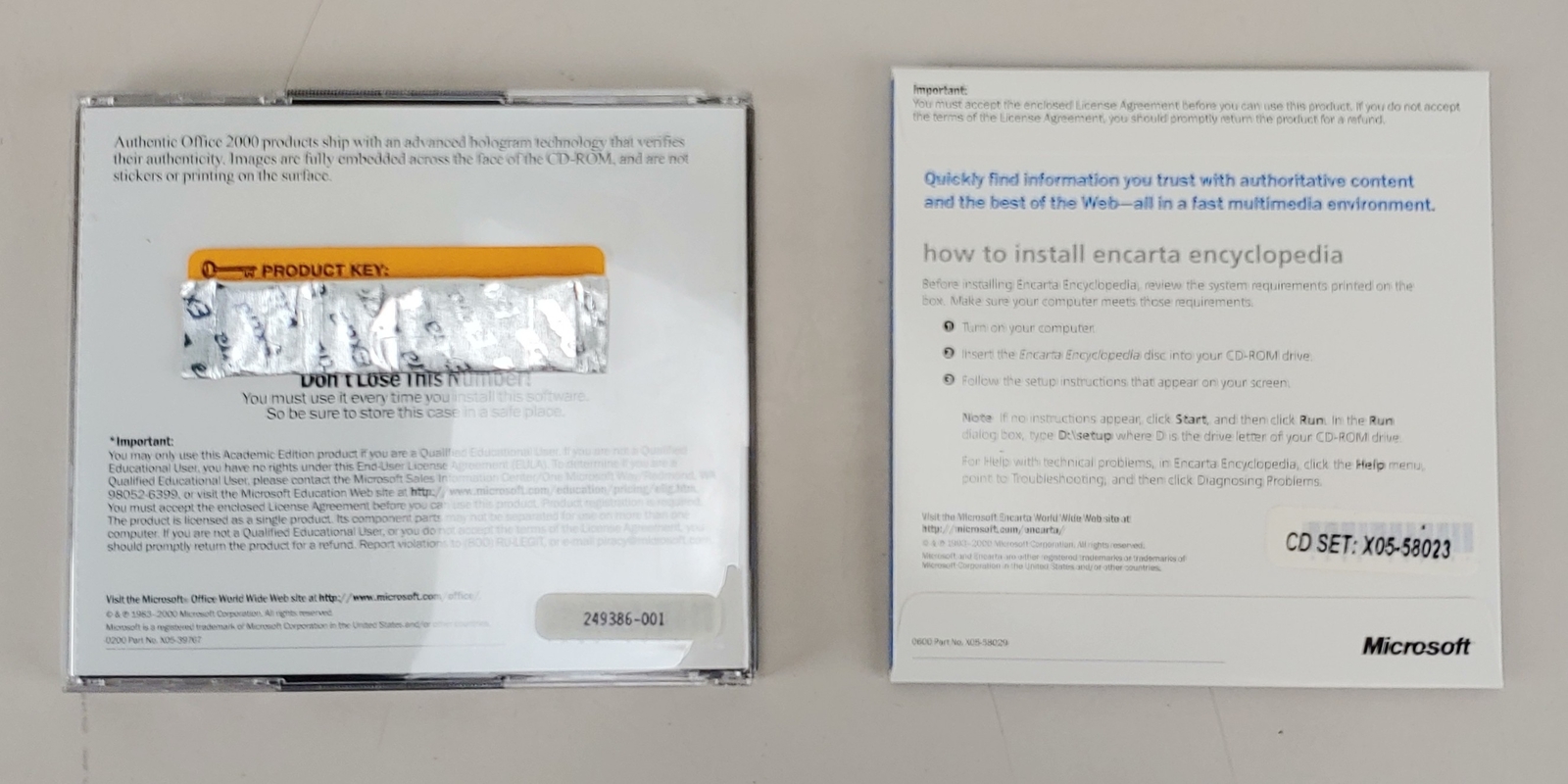 Microsoft Office 2000 Professional W/ Product Key & Encarta 2001
