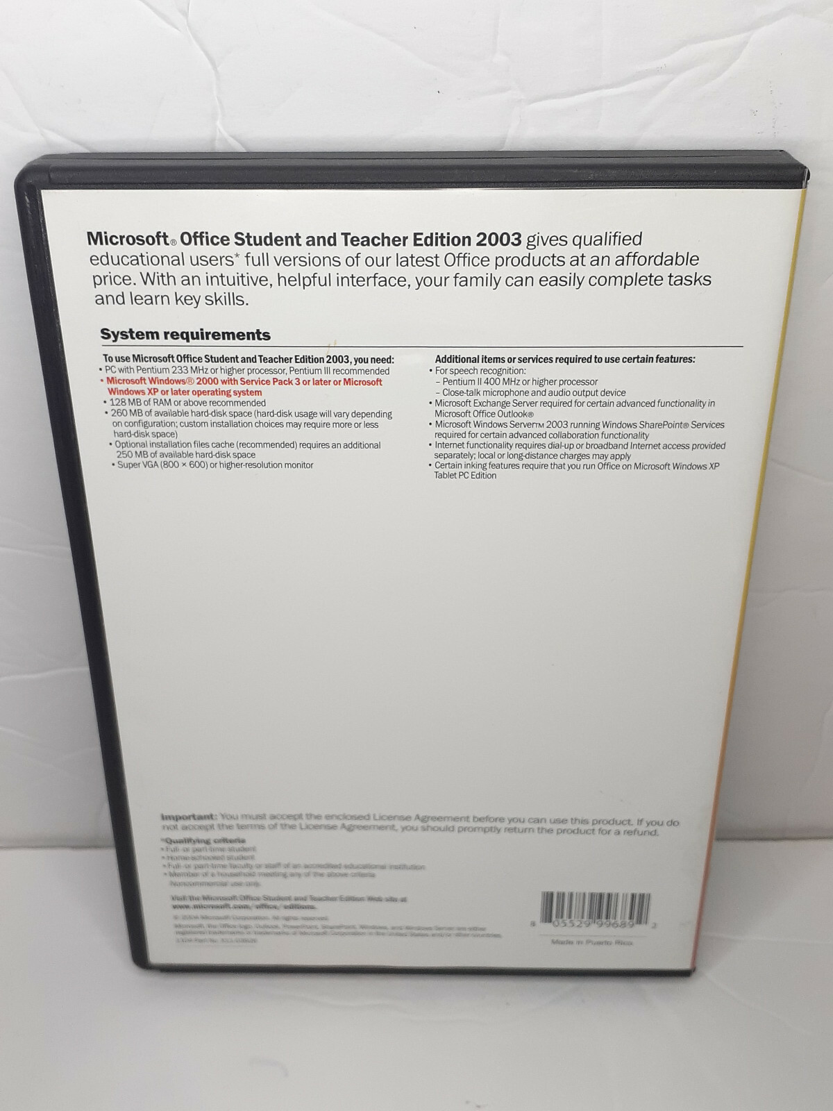 Microsoft Windows Office Student and Teacher Edition 2003 w/ Product Key