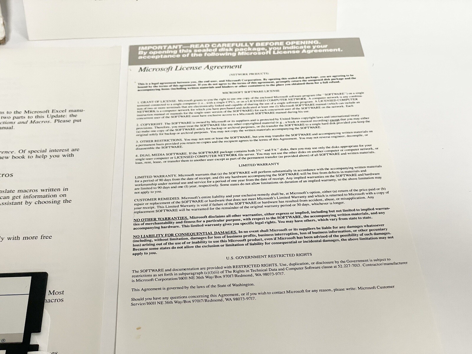 RARE Microsoft Excel Version 2.10 for IBM Personal System/2 + Inserts