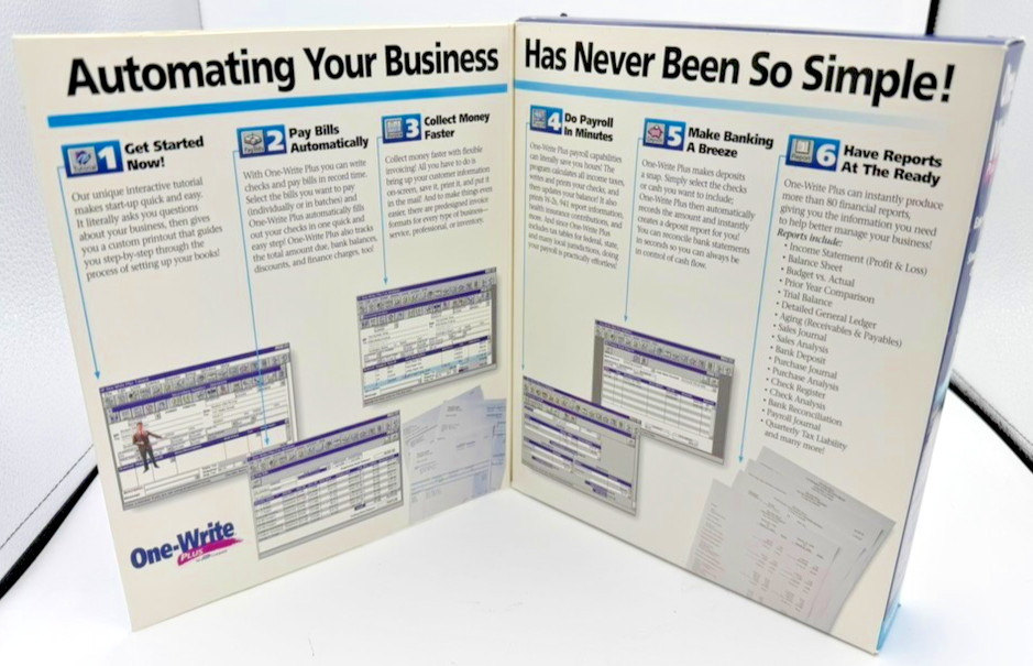 Vtg One-Write Plus v6.01 Accounting Payroll CD/Floppy PC Win 3.1/95 English ADP