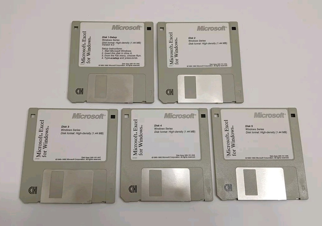 Microsoft Excel For Windows Version 4.0 1985-1992 Floppy Install – (5 Disks)