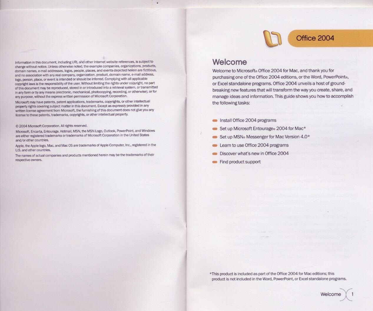 MICROSOFT OFFICE: MAC 2004 MANUAL ONLY, 32 pages