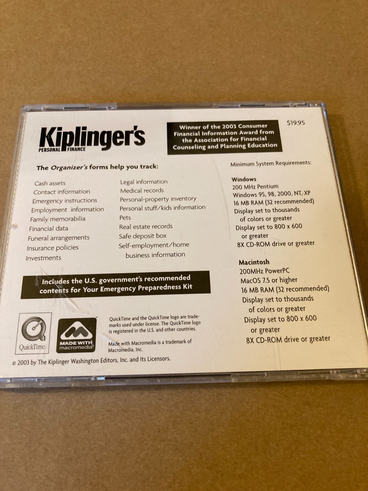 Your Family Records Organizer Kiplinger’s Personal Finance (CD, 2004)