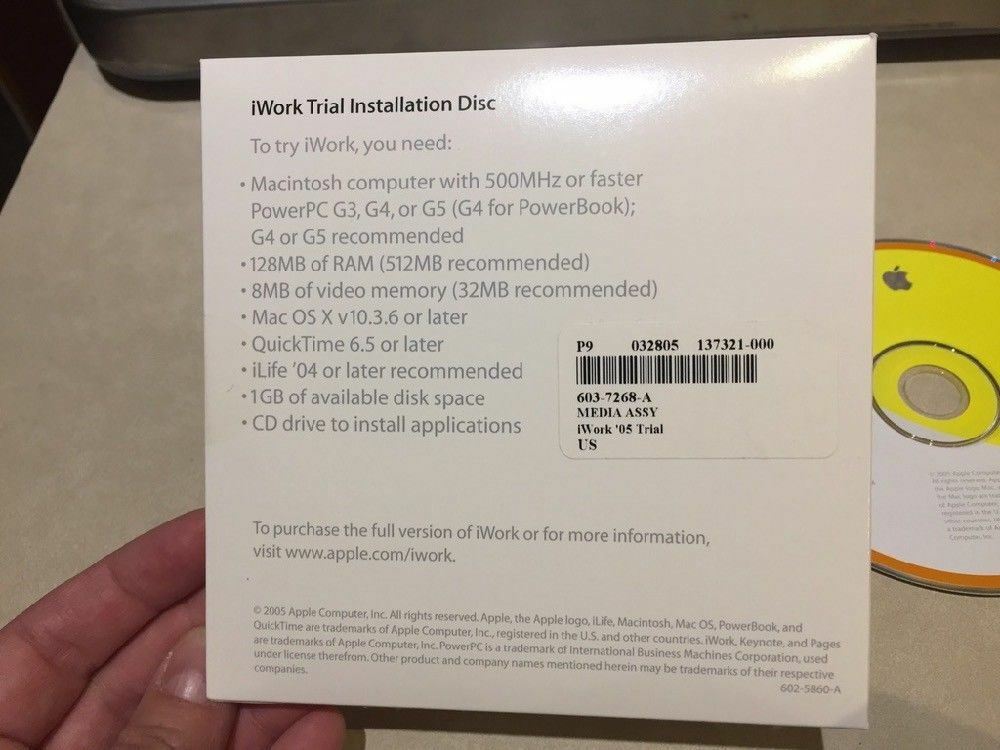 2005 iWork 05 Trial Mac Macintosh 1.0.1 Install Office Software Disc CD