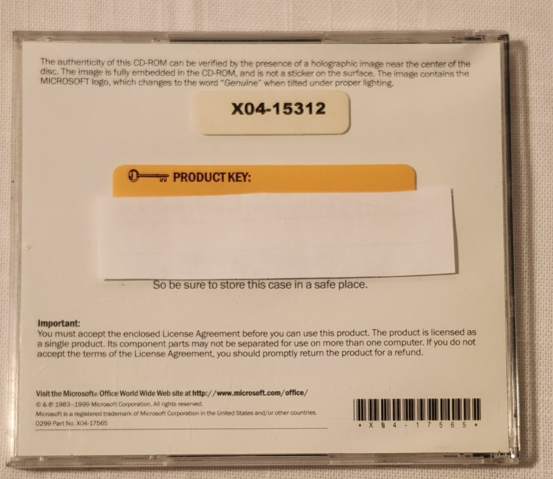 Microsoft Office 2000 Professional 2 Discs PC/Computer With Product Key