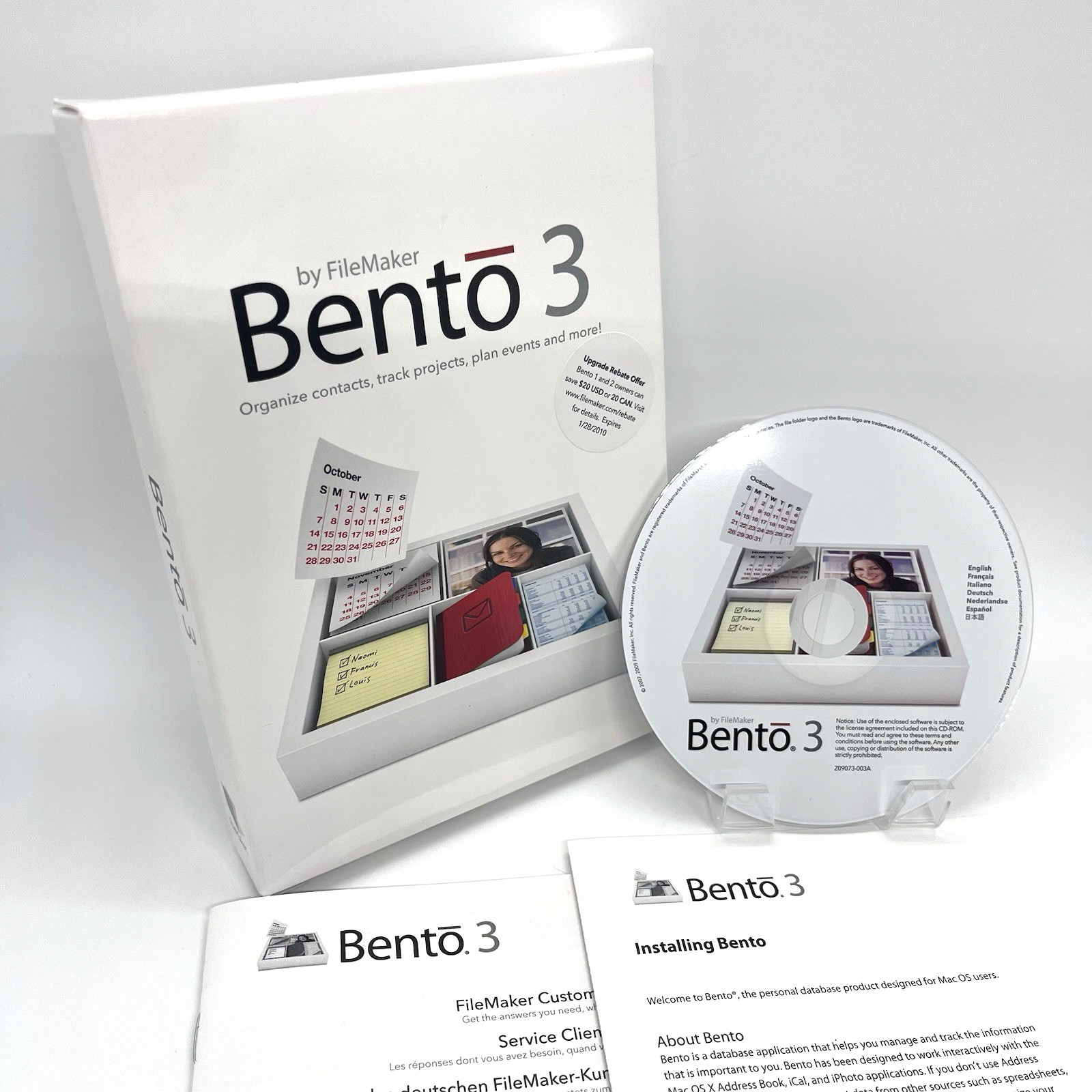 Bento 3 by FileMaker Family Pack Mac Retail Box CD w Serial Keys – TW346LL/A