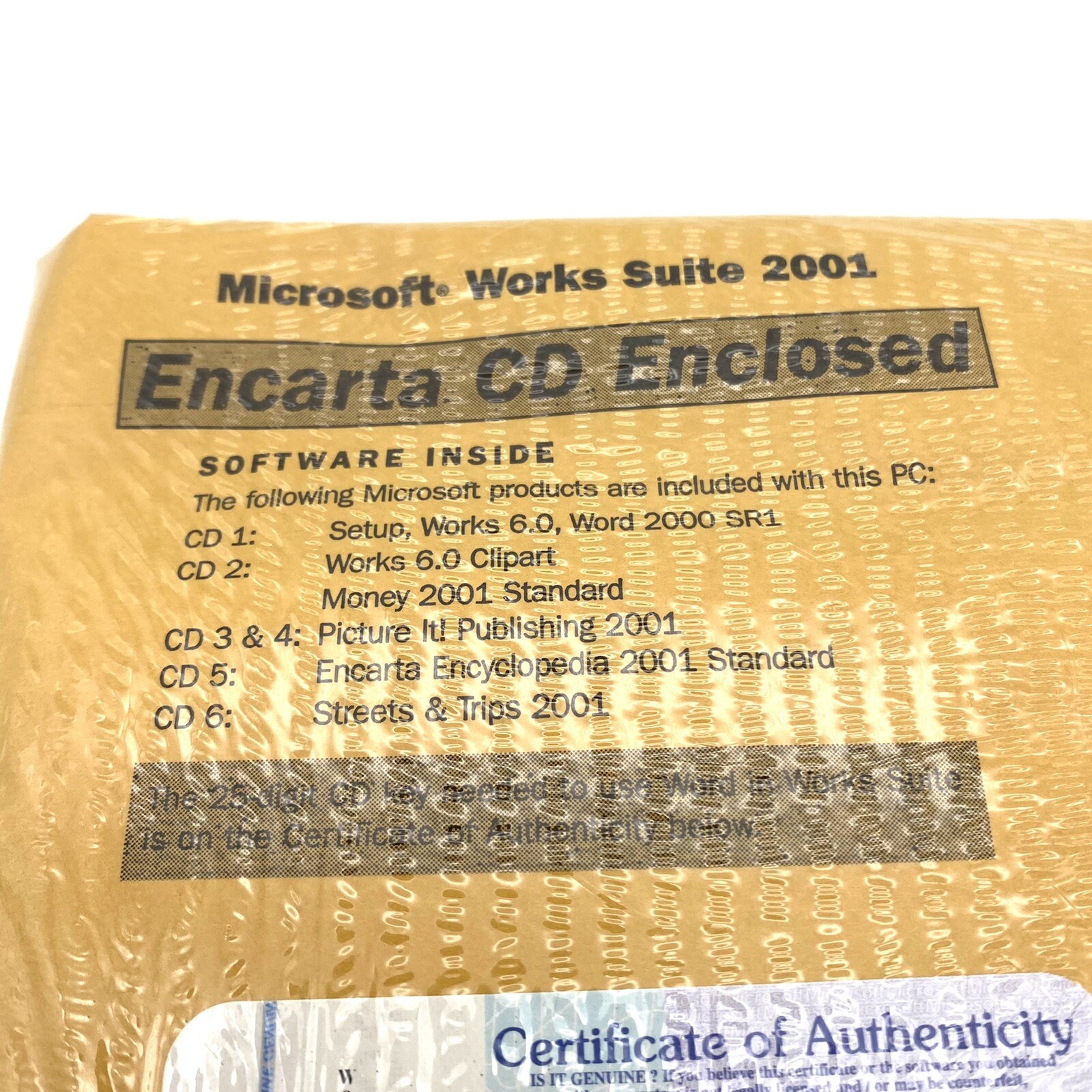 Microsoft Works Suite 2001 6 CD-ROM Set In Unopened Shrink With Product Key