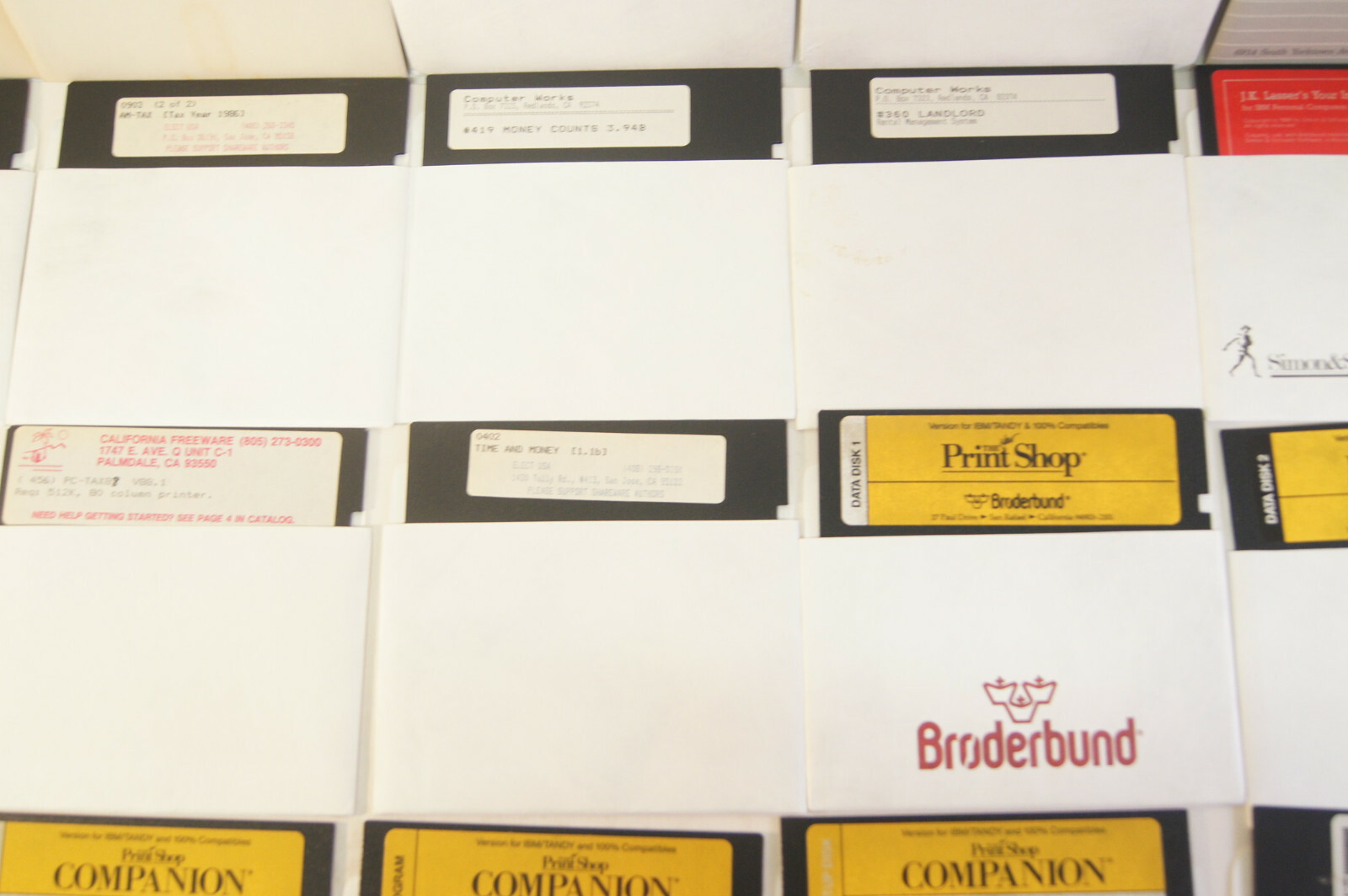 24 Vintage 5.5″ Floppy Discs AMT DOS Accounting Softwarehouse Tax Money Counts