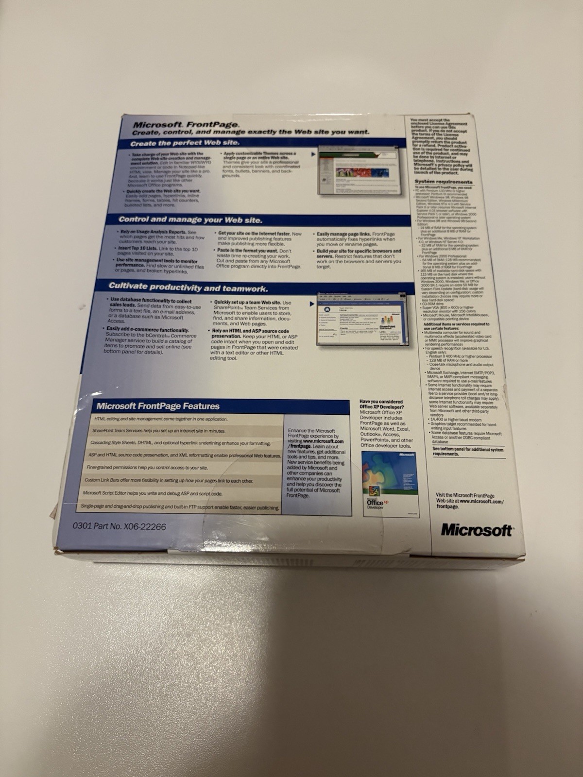 Microsoft FrontPage Version 2002, Windows 98