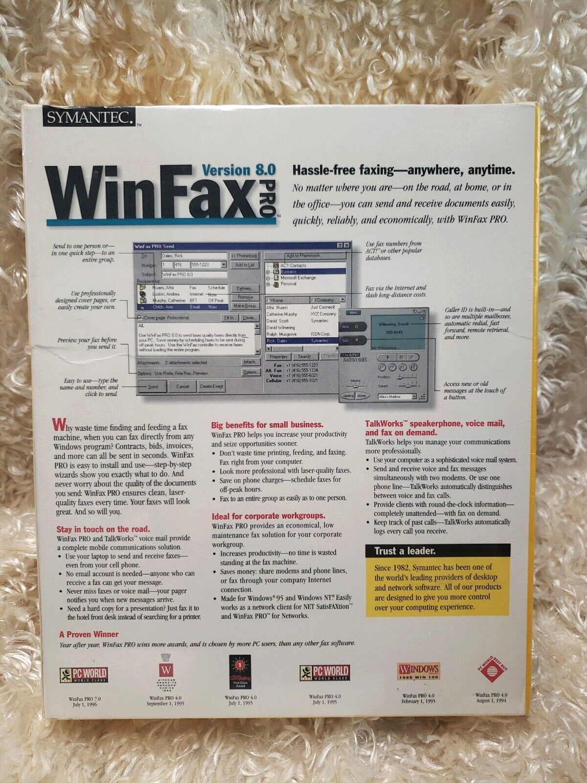 WINFAX 1997 Symantec Hassle-Free Faxing Version 8.0 Pro 95/NT SEALED!